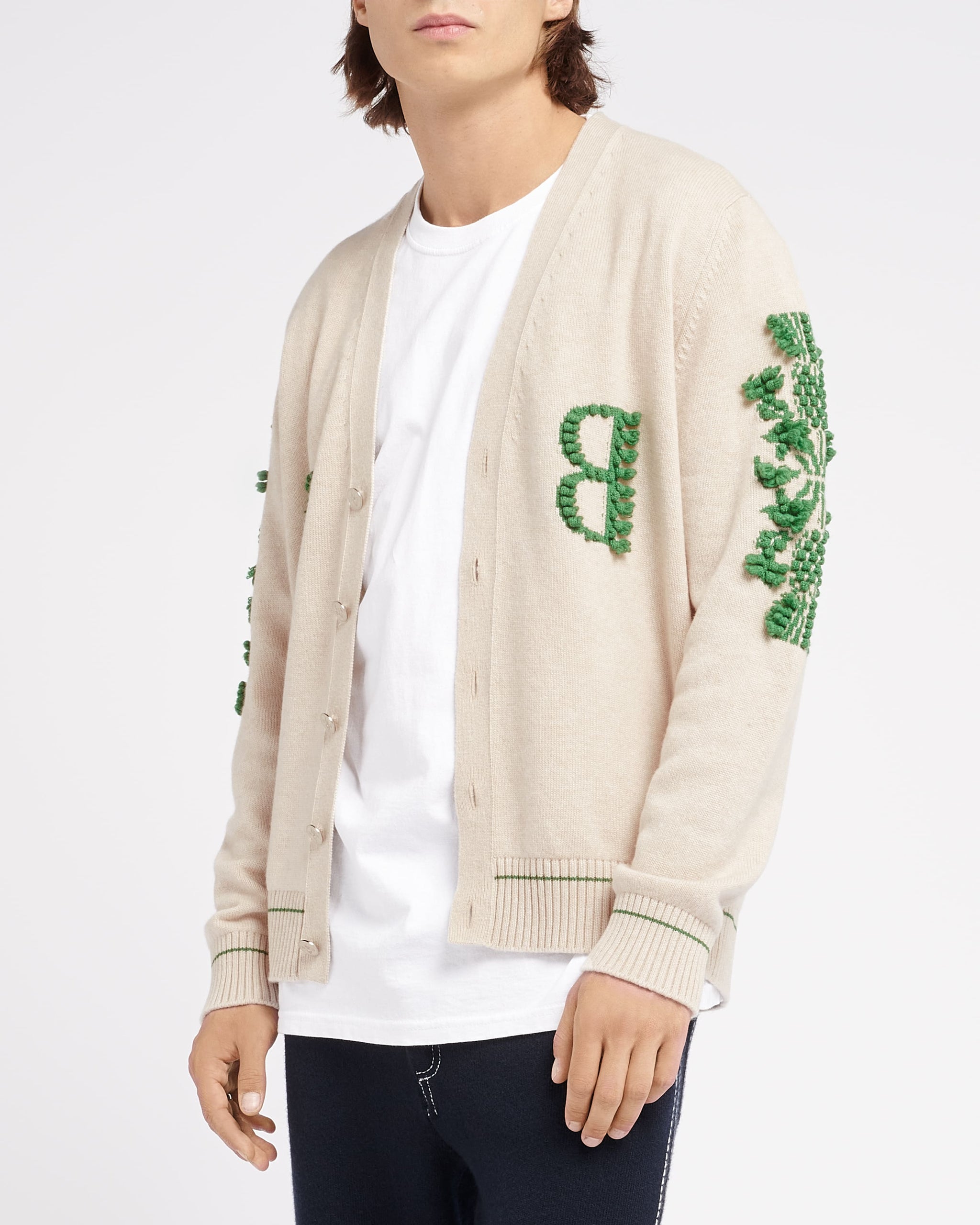 3D logo V-neck cashmere cardigan | Barrie - Barrie