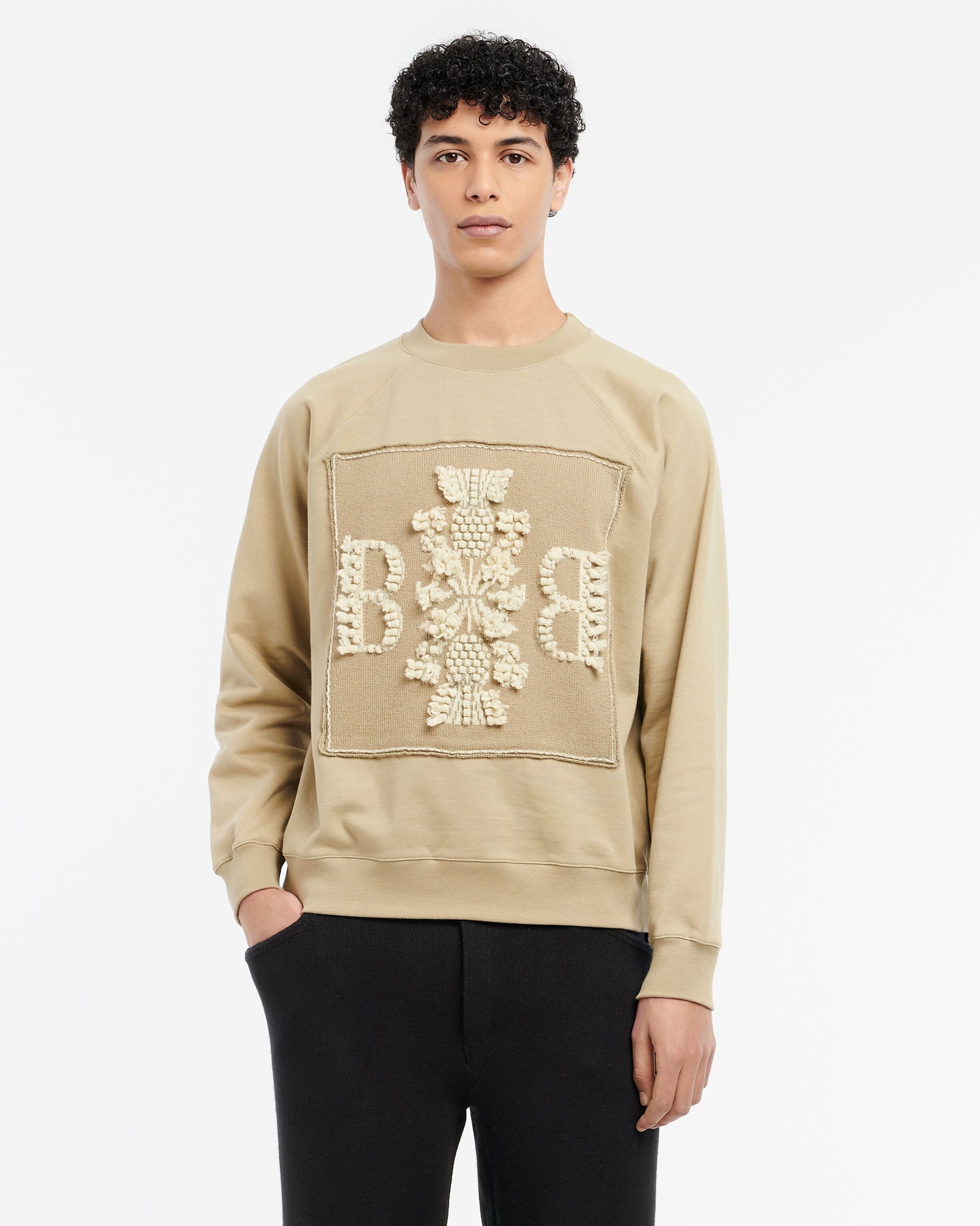 Sweat en coton avec patch logo B en cachemire | Barrie - Barrie