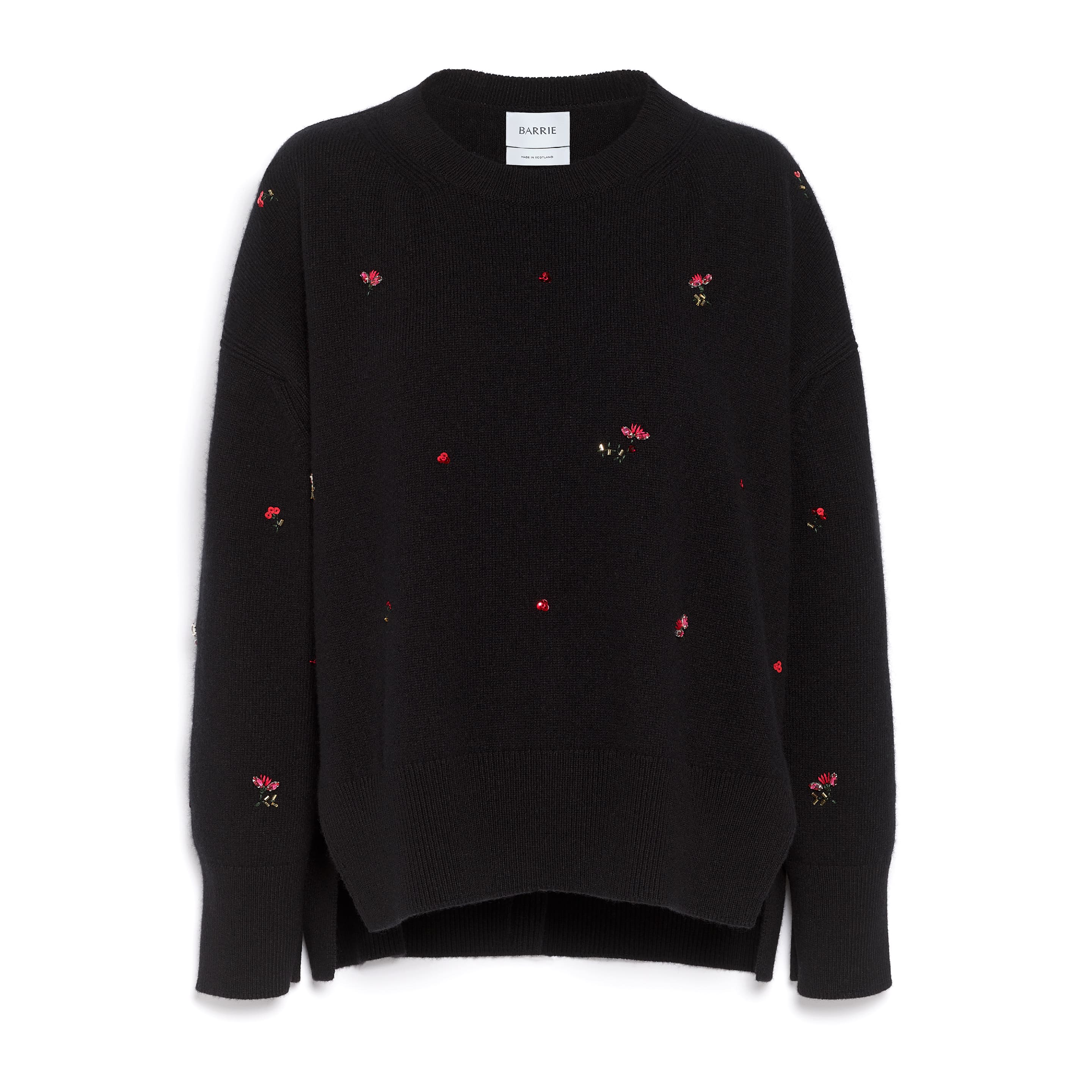 Iconic oversized jumper in cashmere with floral embroidery