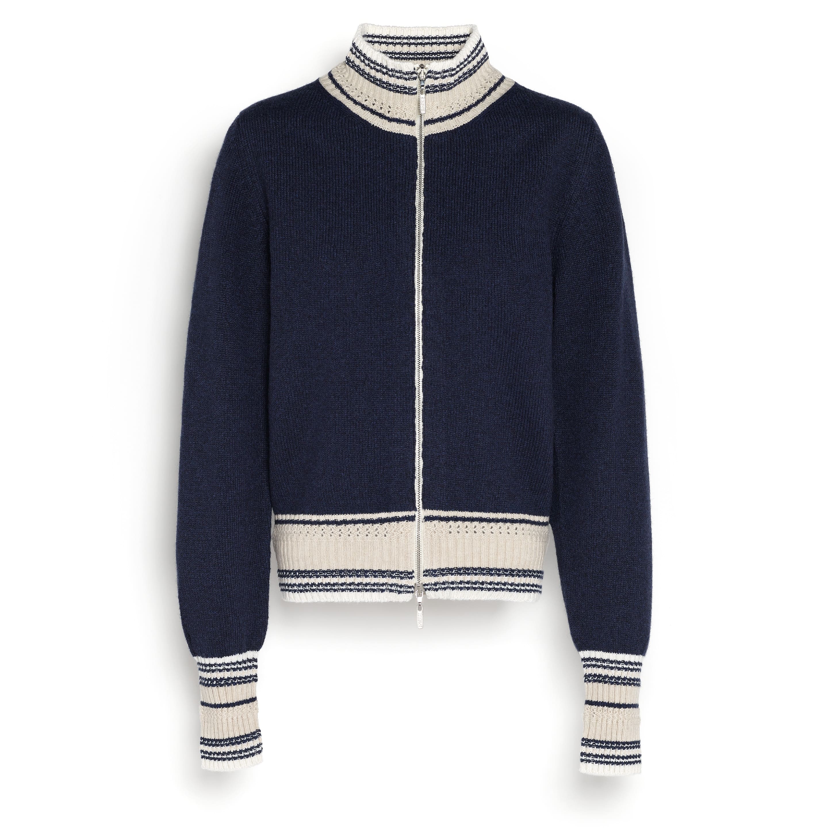Mottled cashmere zip-up cardigan