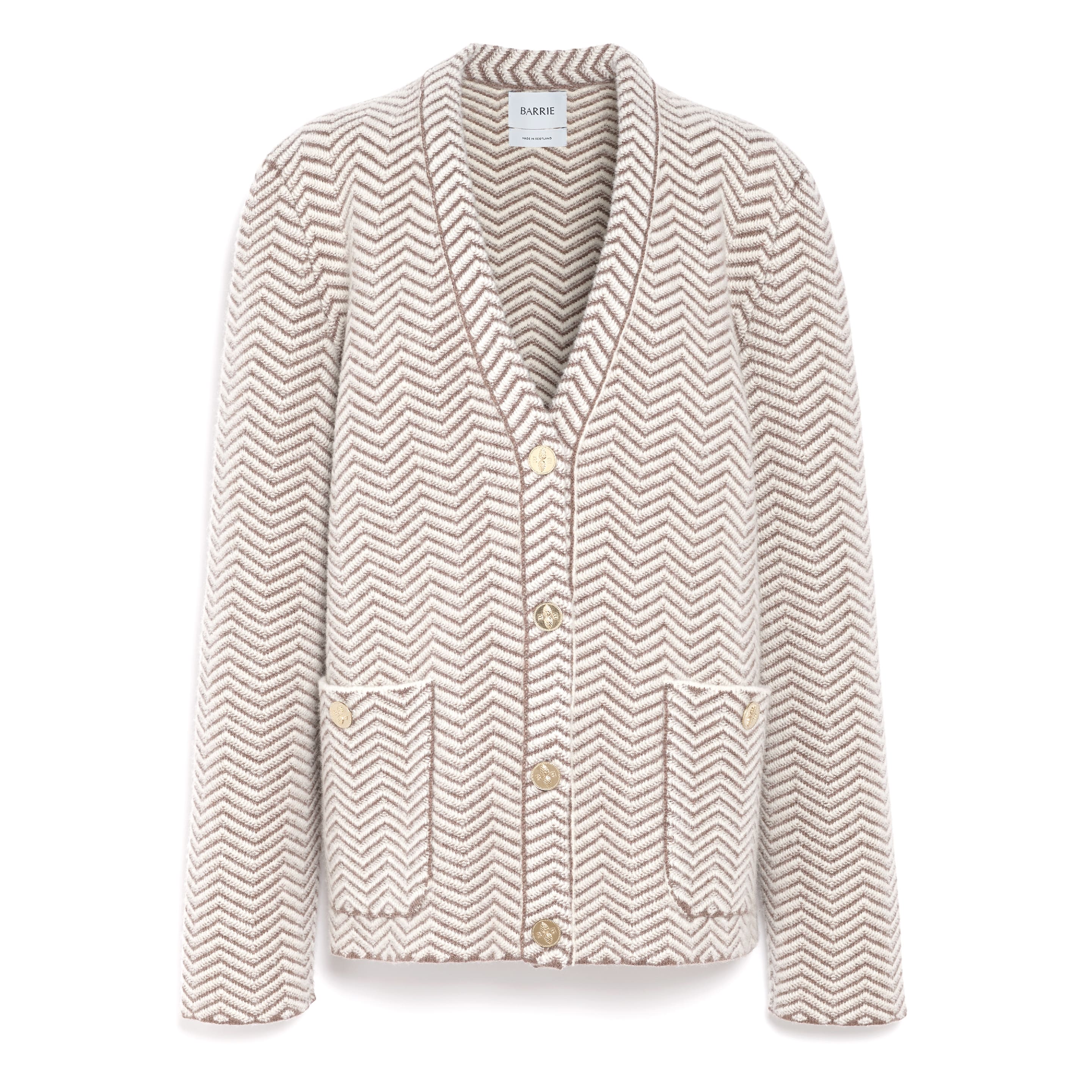 Veste de tailleur en cachemire, laine et soie à motif chevron