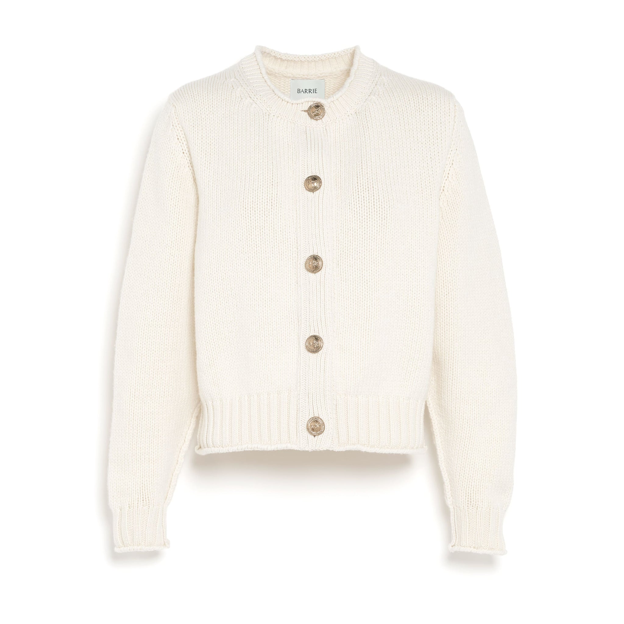 Cardigan in chunky cashmere with gold buttons - Barrie