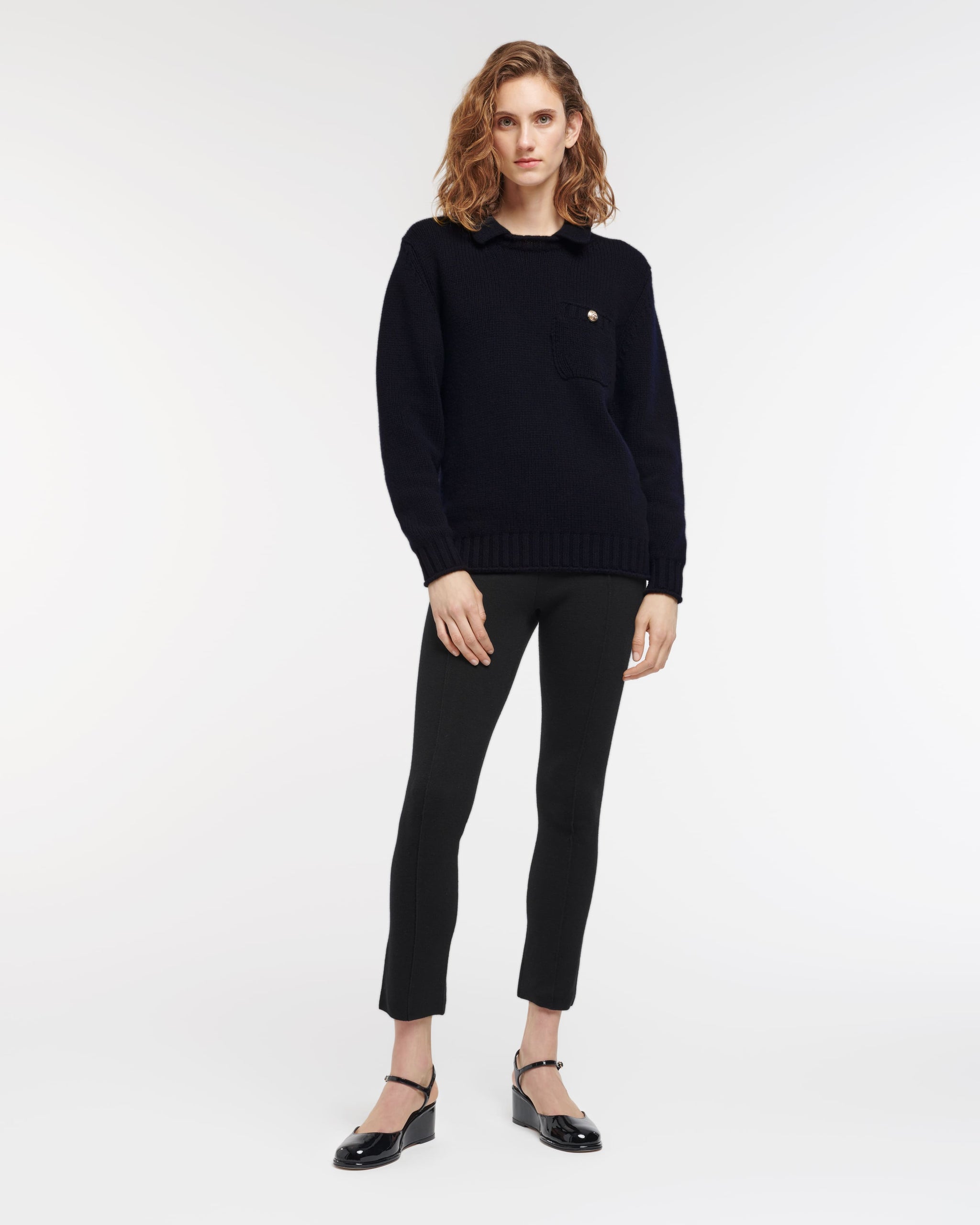Chunky cashmere jumper with polo shirt collar | Barrie - Barrie
