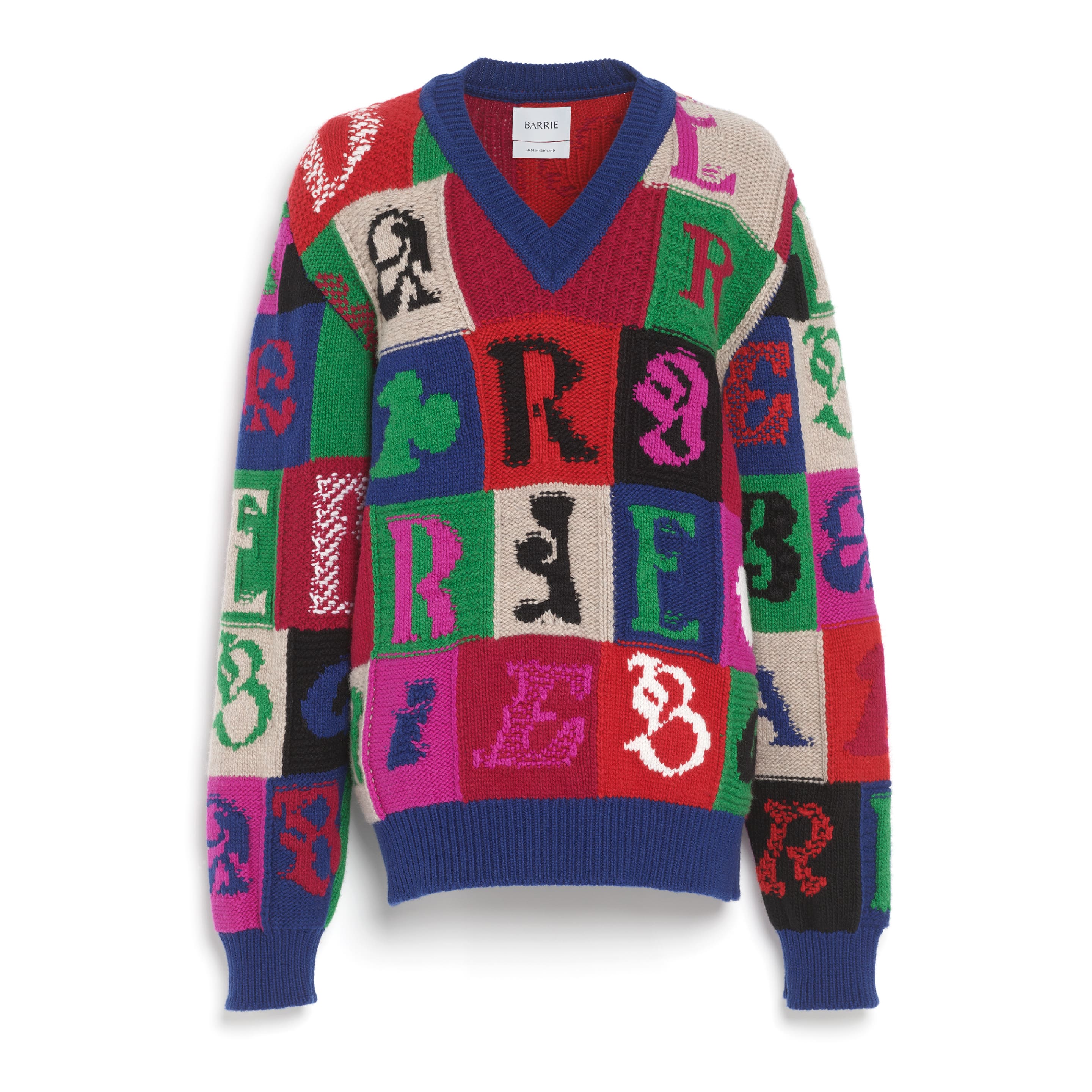 Pull en cachemire à col V et motif lettres Barrie