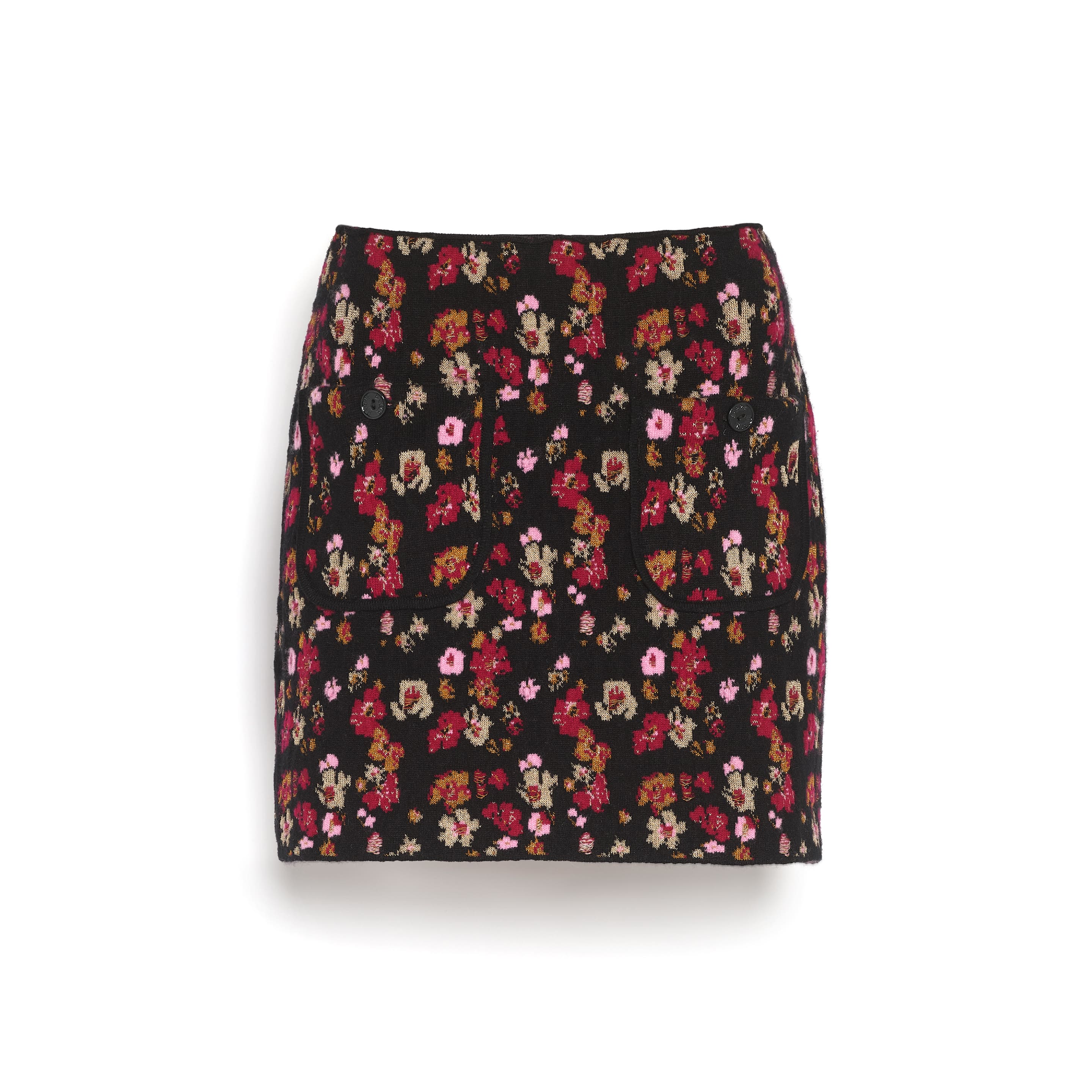 Jupe courte en cachemire à motif fleuri