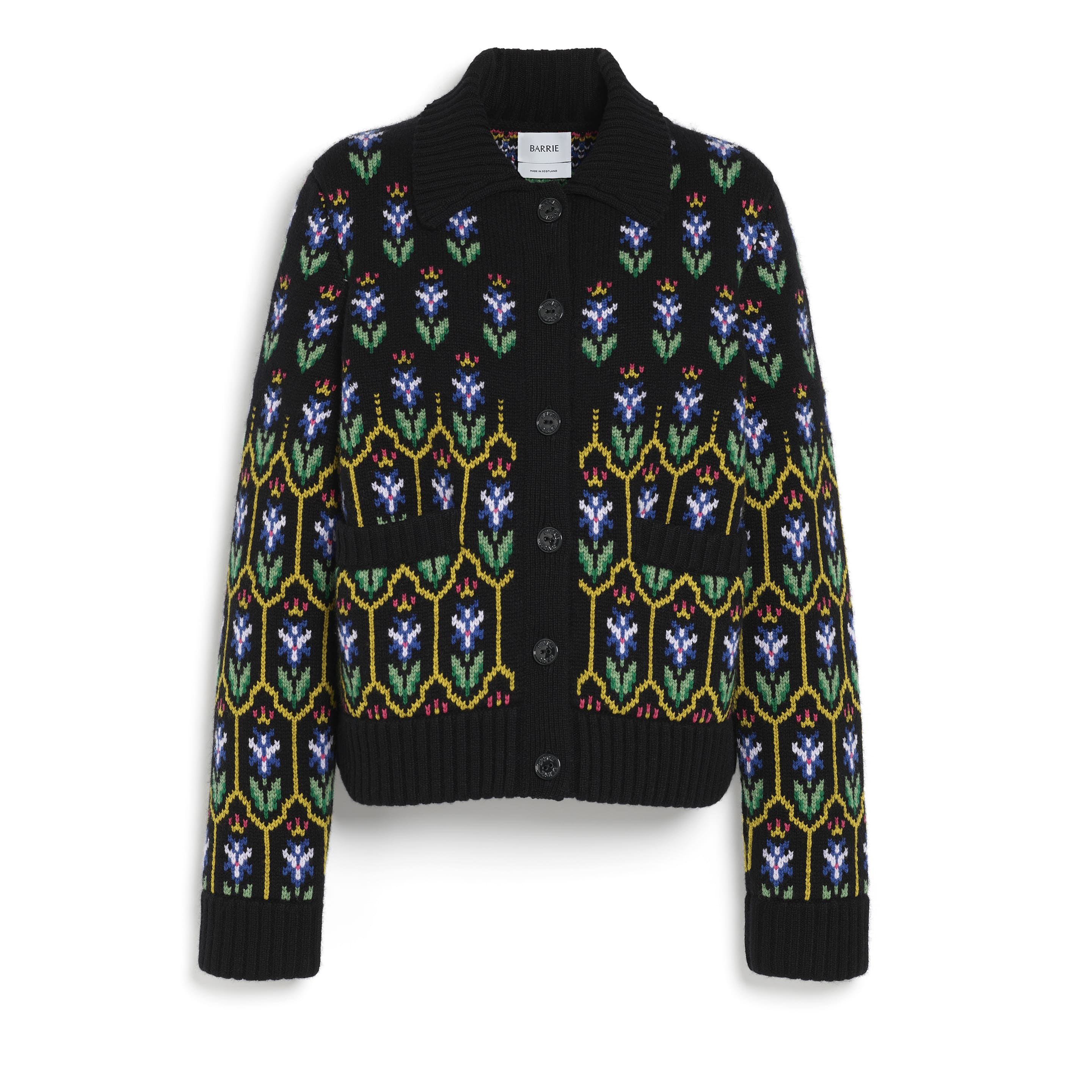 Cardigan épais en cachemire et coton à motif chardon