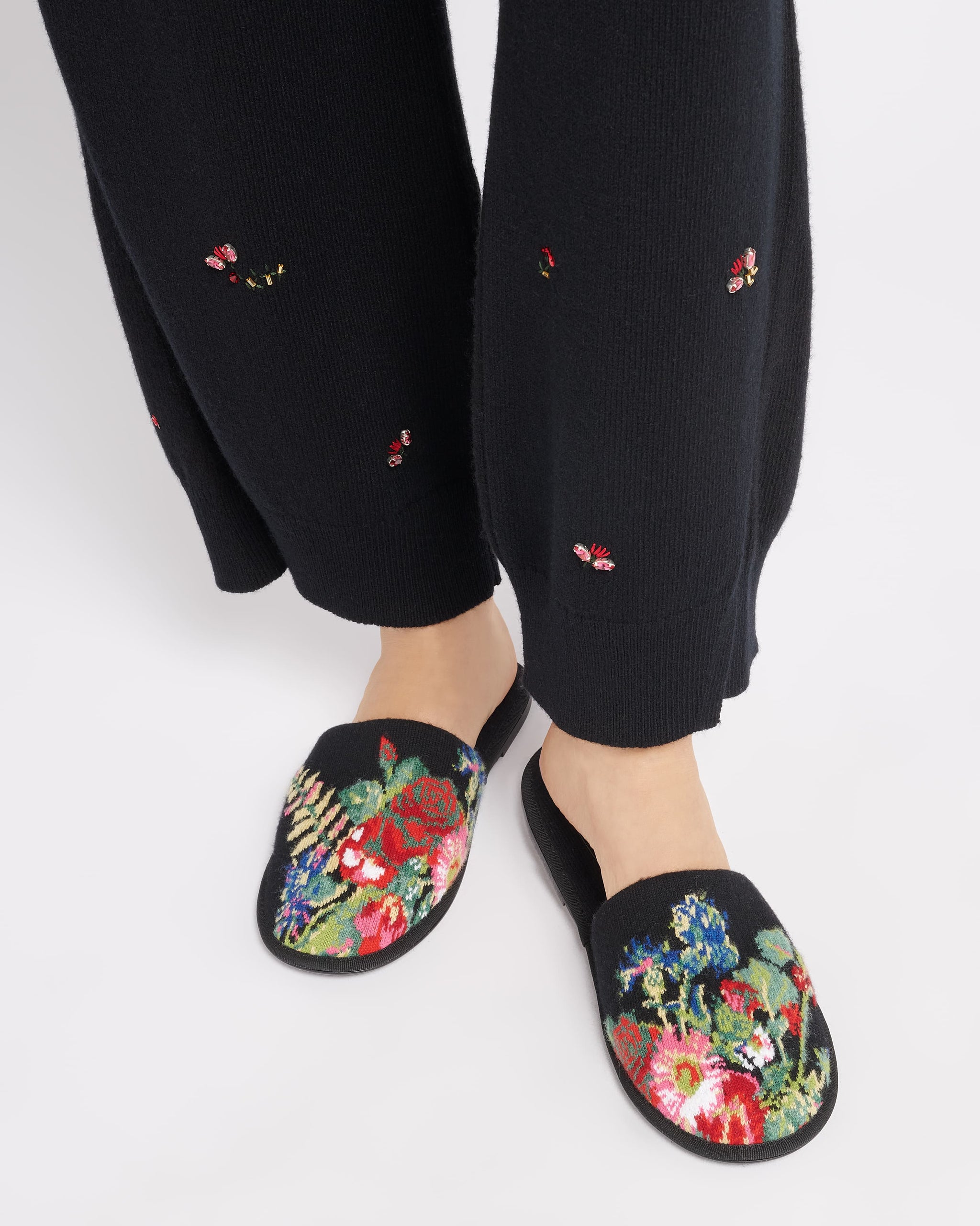 Floral cashmere slippers | Barrie - Barrie