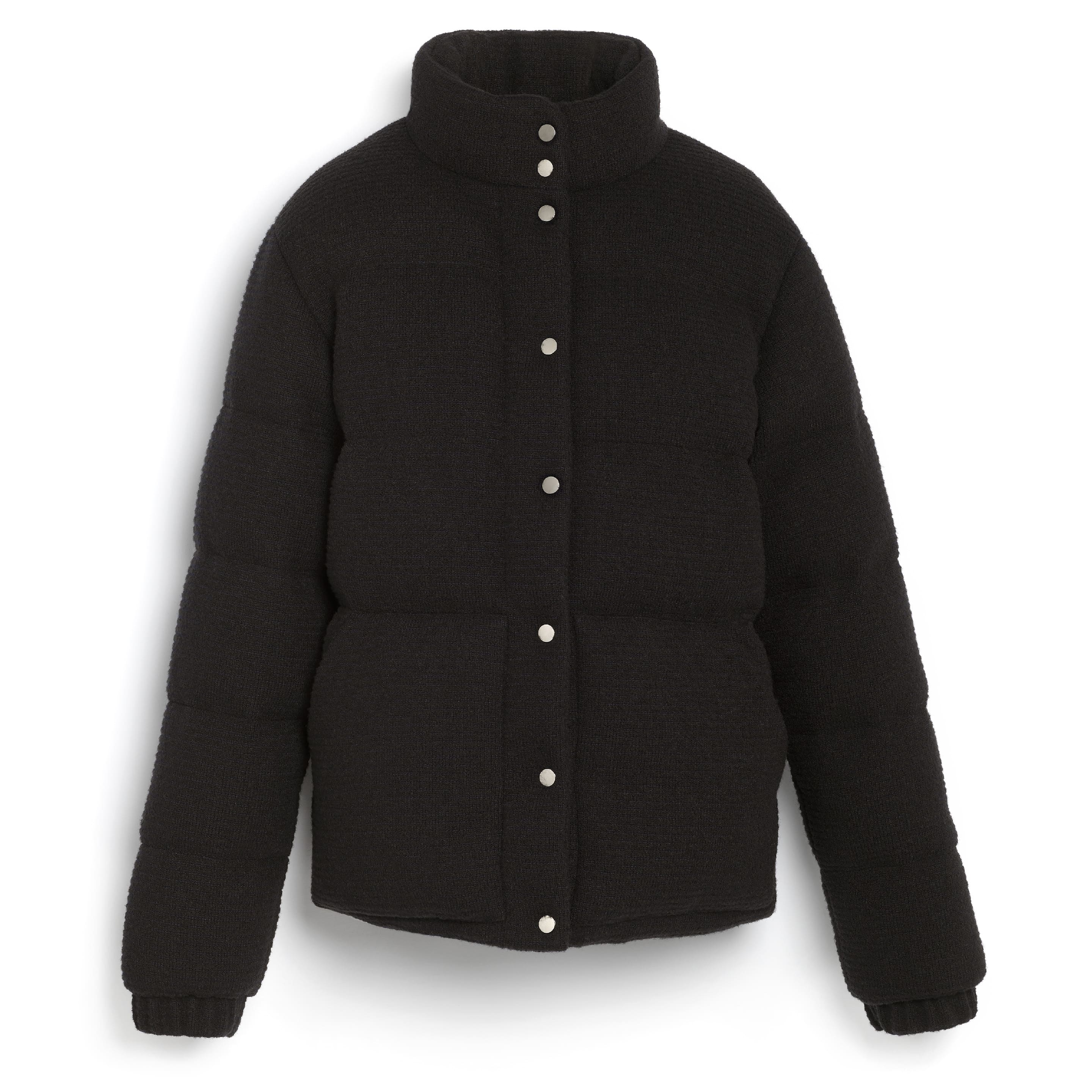 Down jacket in cashmere, wool and silk with thin stripes