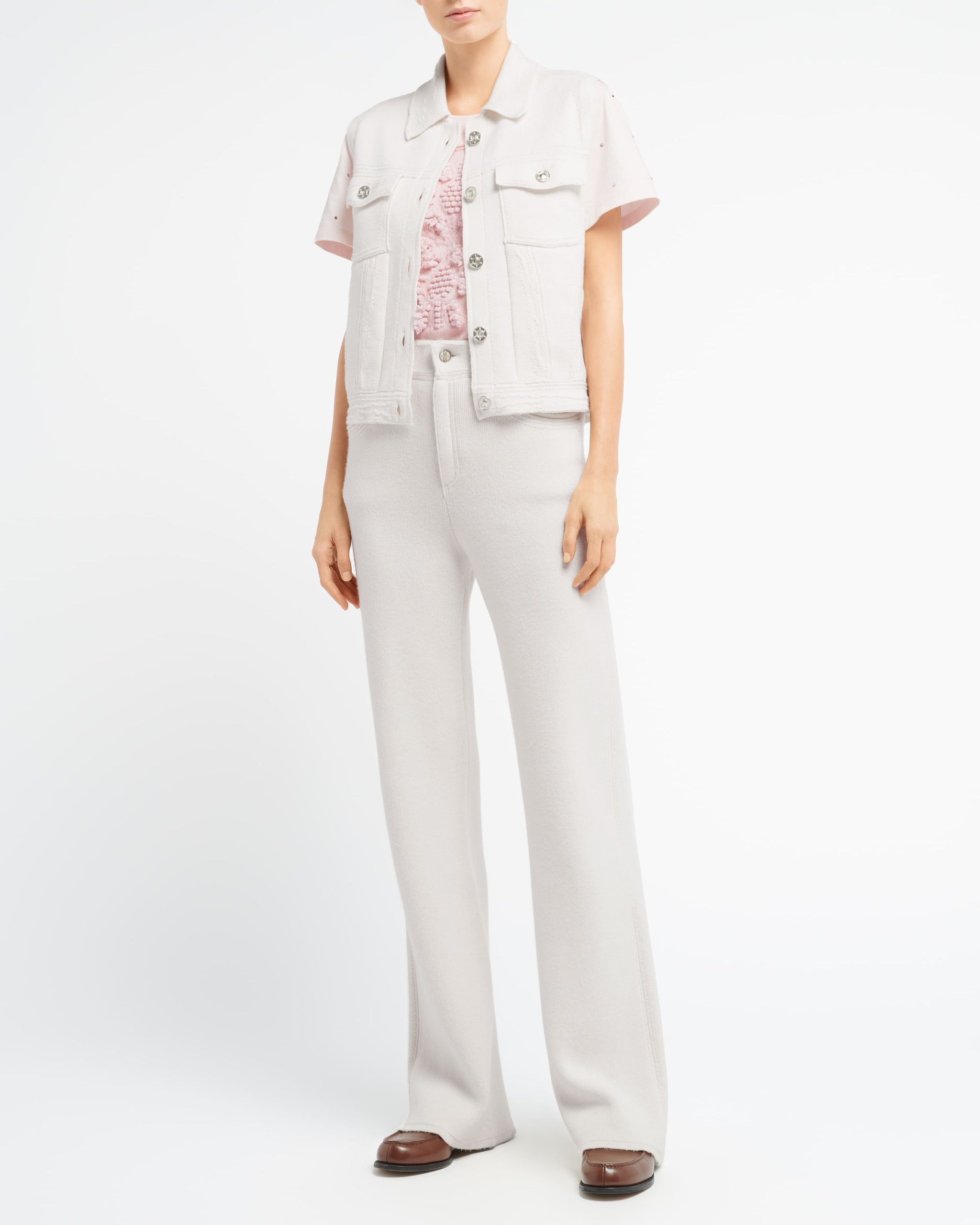 Veste Denim oversize sans manches en cachemire et coton | Barrie - Barrie