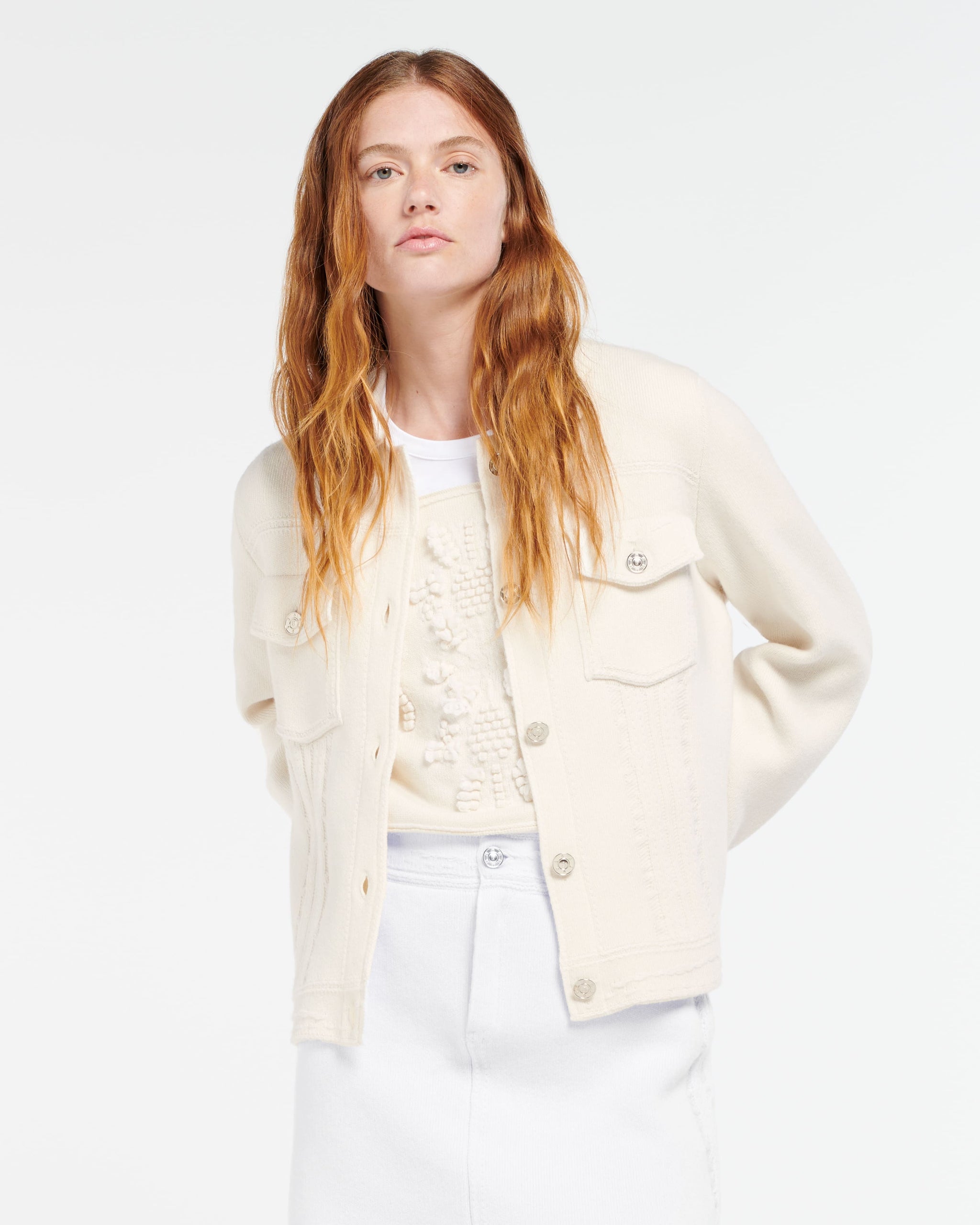 Veste Denim en cachemire et coton à coupe droite | Barrie - Barrie
