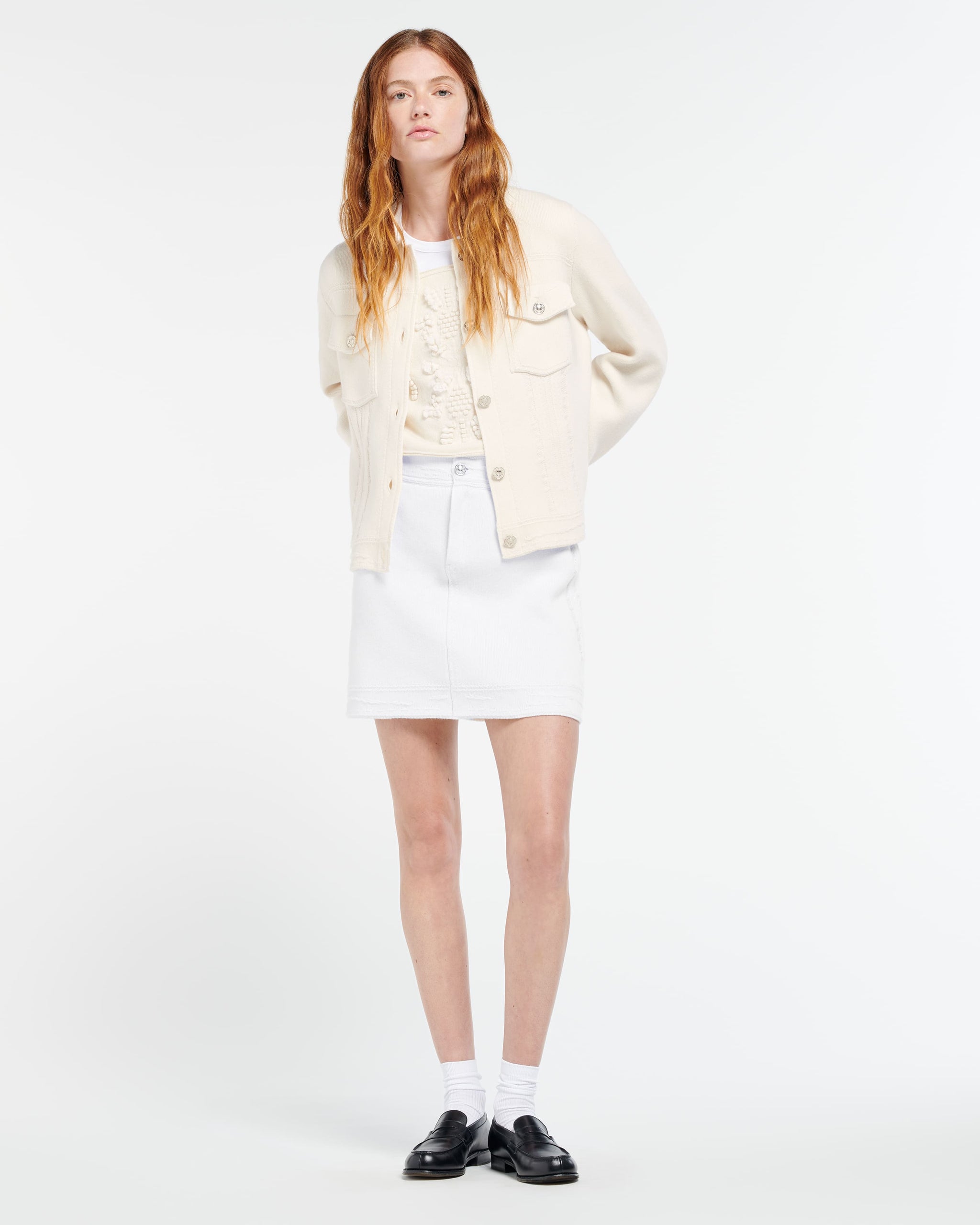 Veste Denim en cachemire et coton à coupe droite | Barrie - Barrie