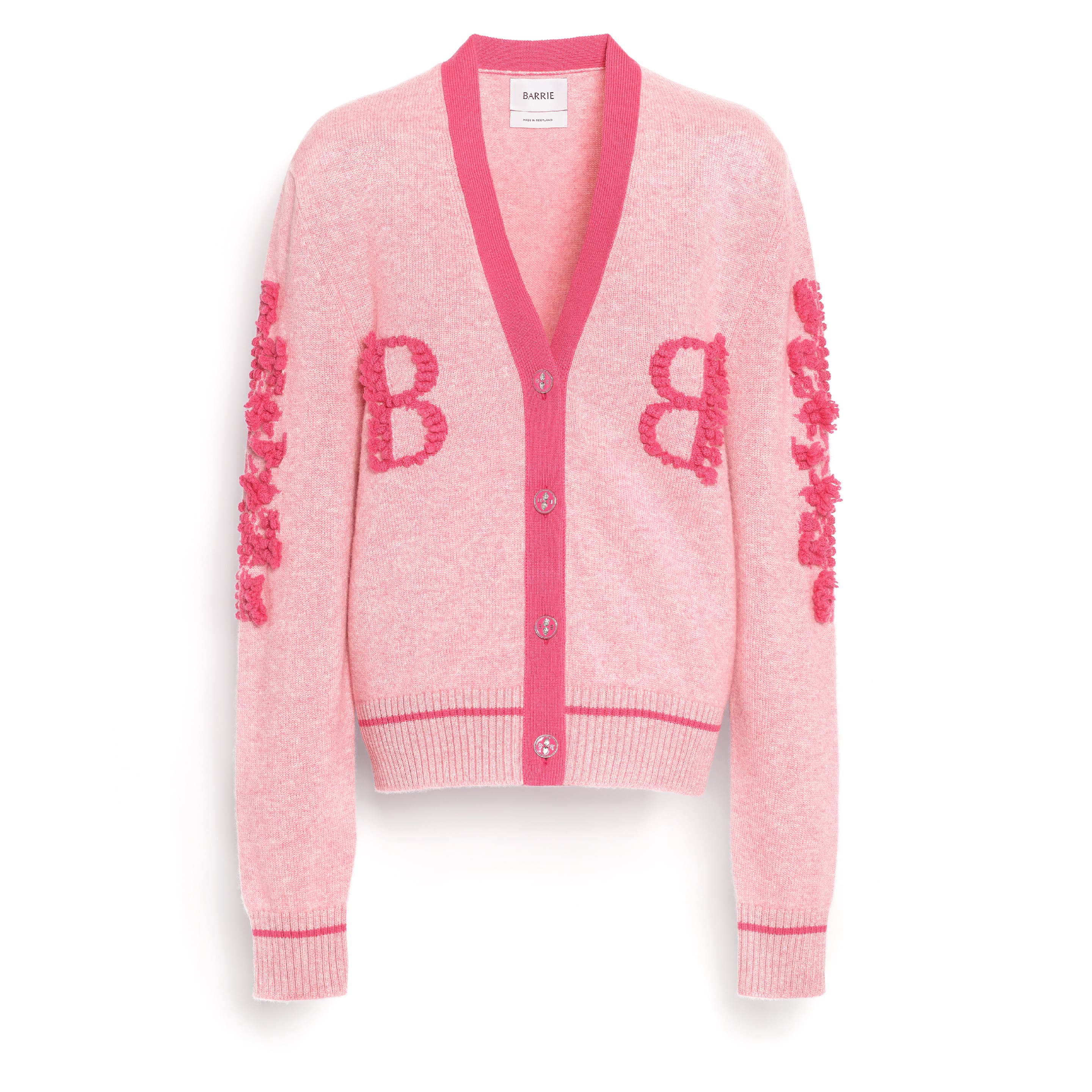 Cardigan Logo col V en cachemire chiné