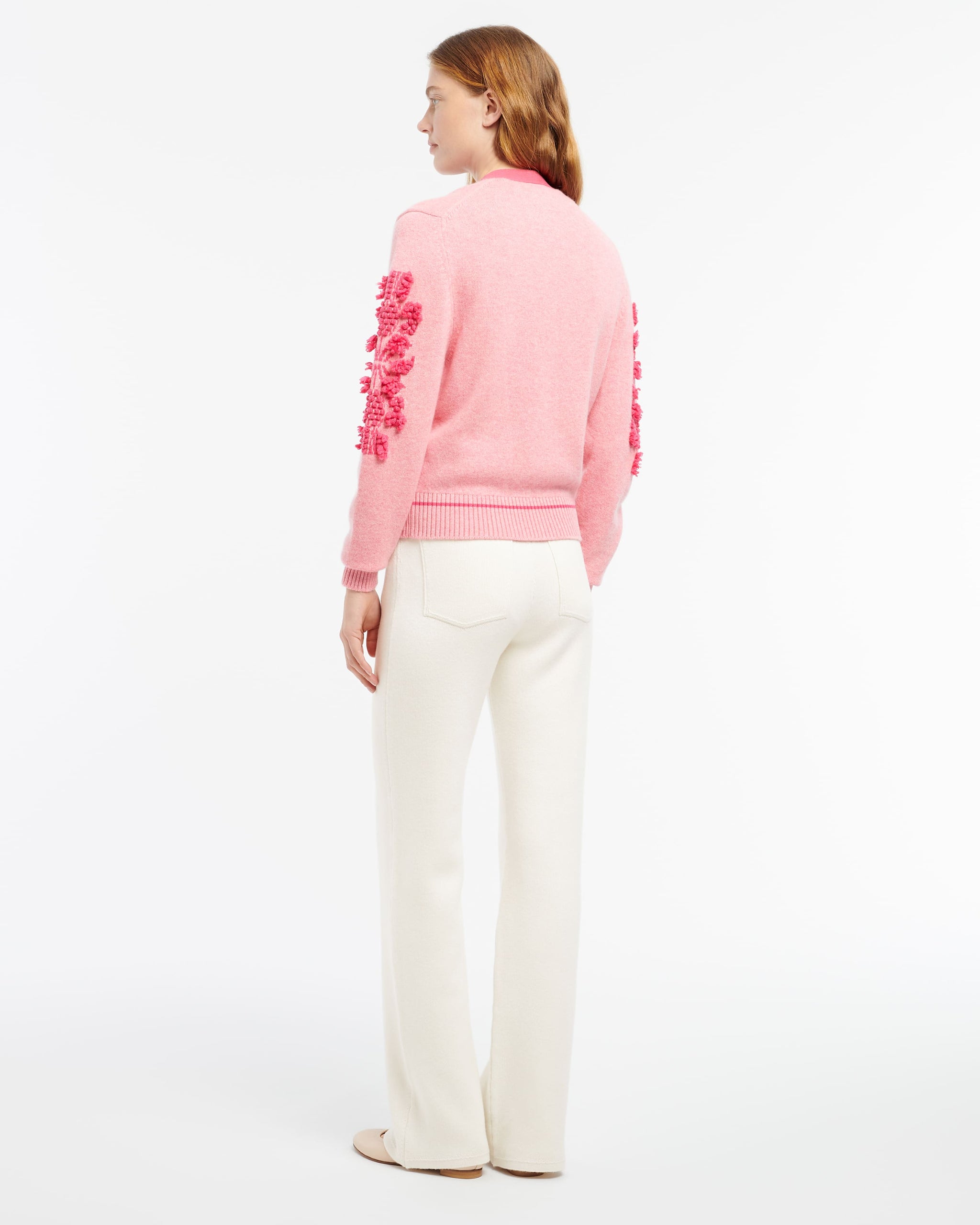 Cardigan Logo col V en cachemire chiné | Barrie - Barrie