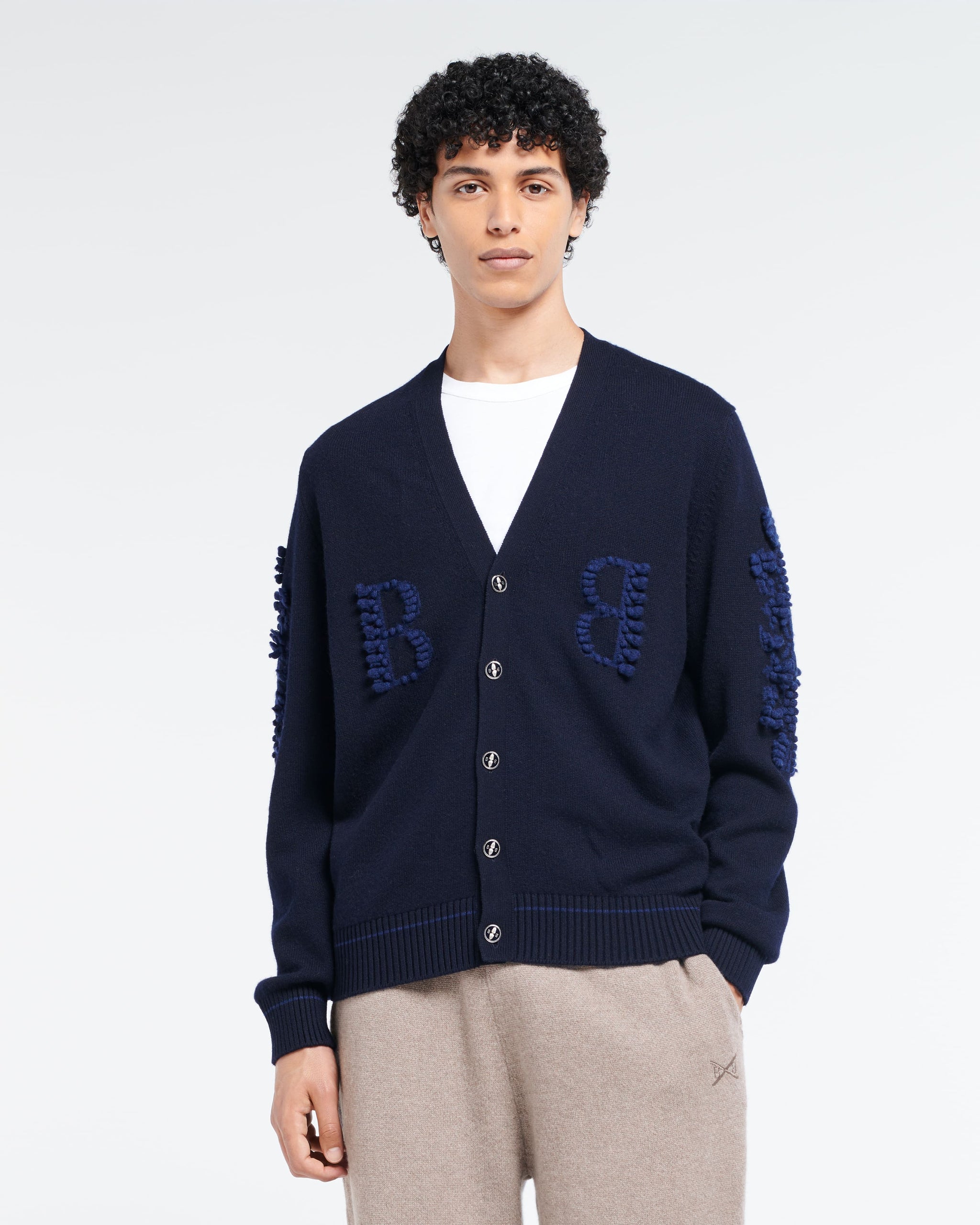 3D logo V-neck cashmere cardigan | Barrie - Barrie