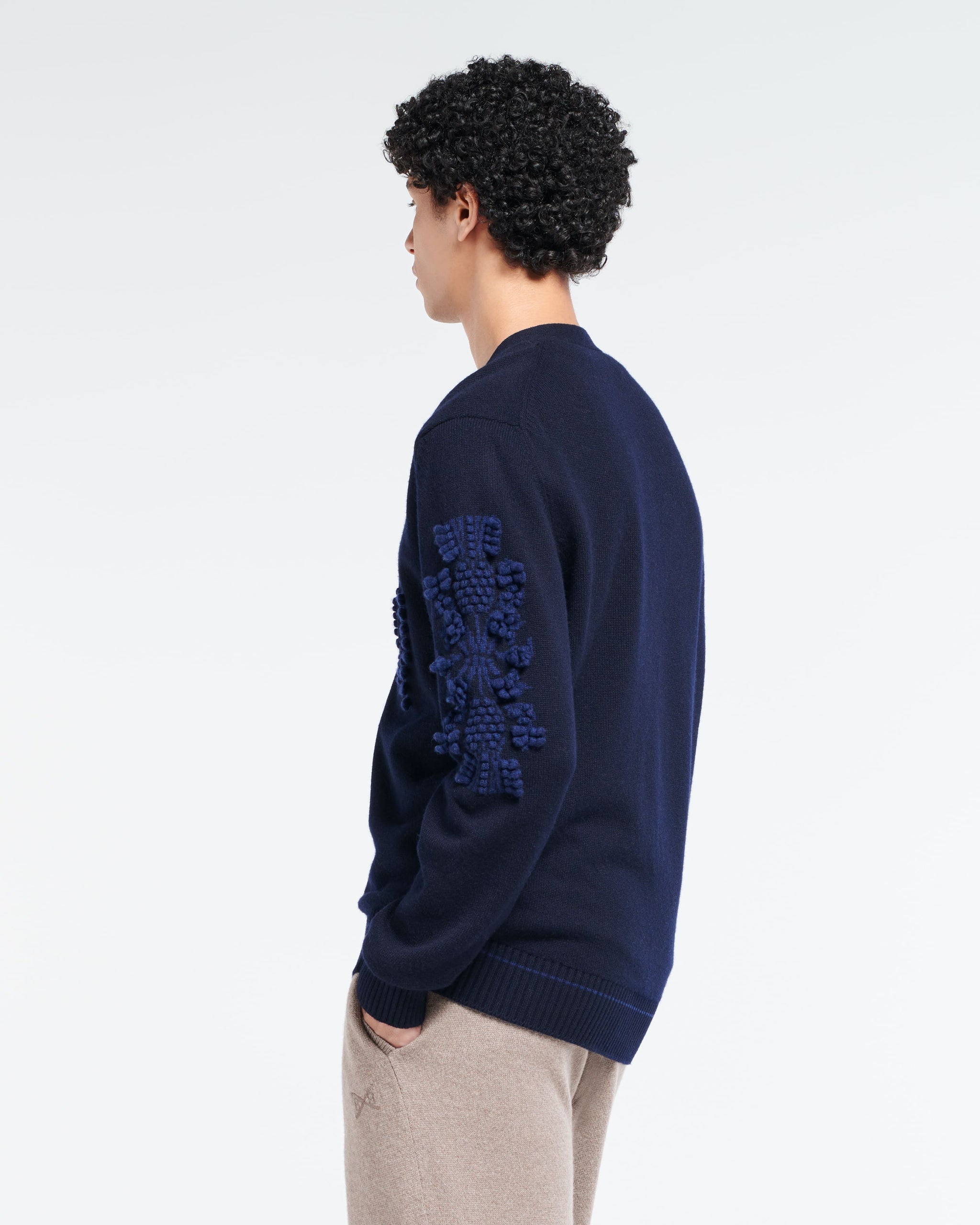 3D logo V-neck cashmere cardigan | Barrie - Barrie