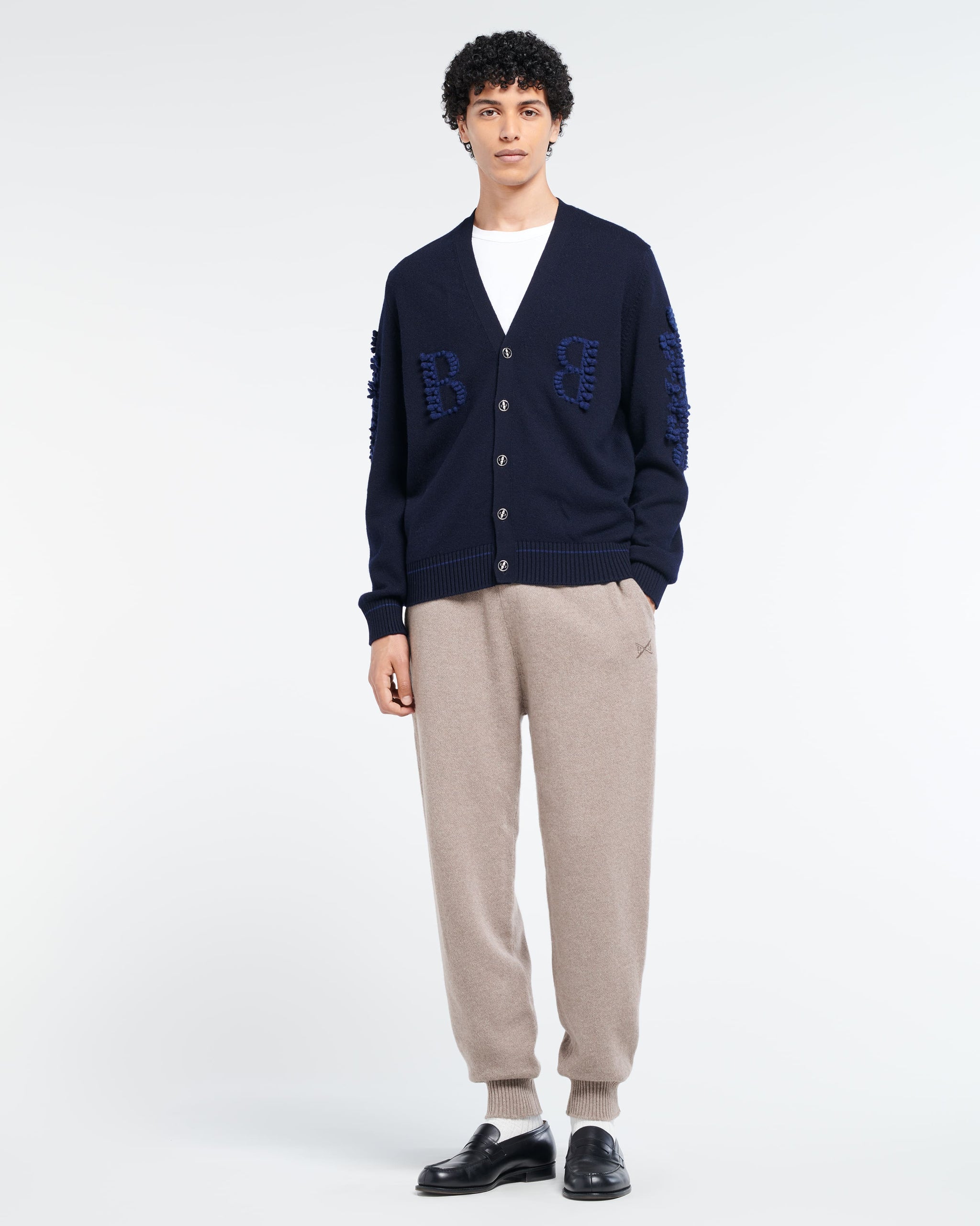 3D logo V-neck cashmere cardigan | Barrie - Barrie
