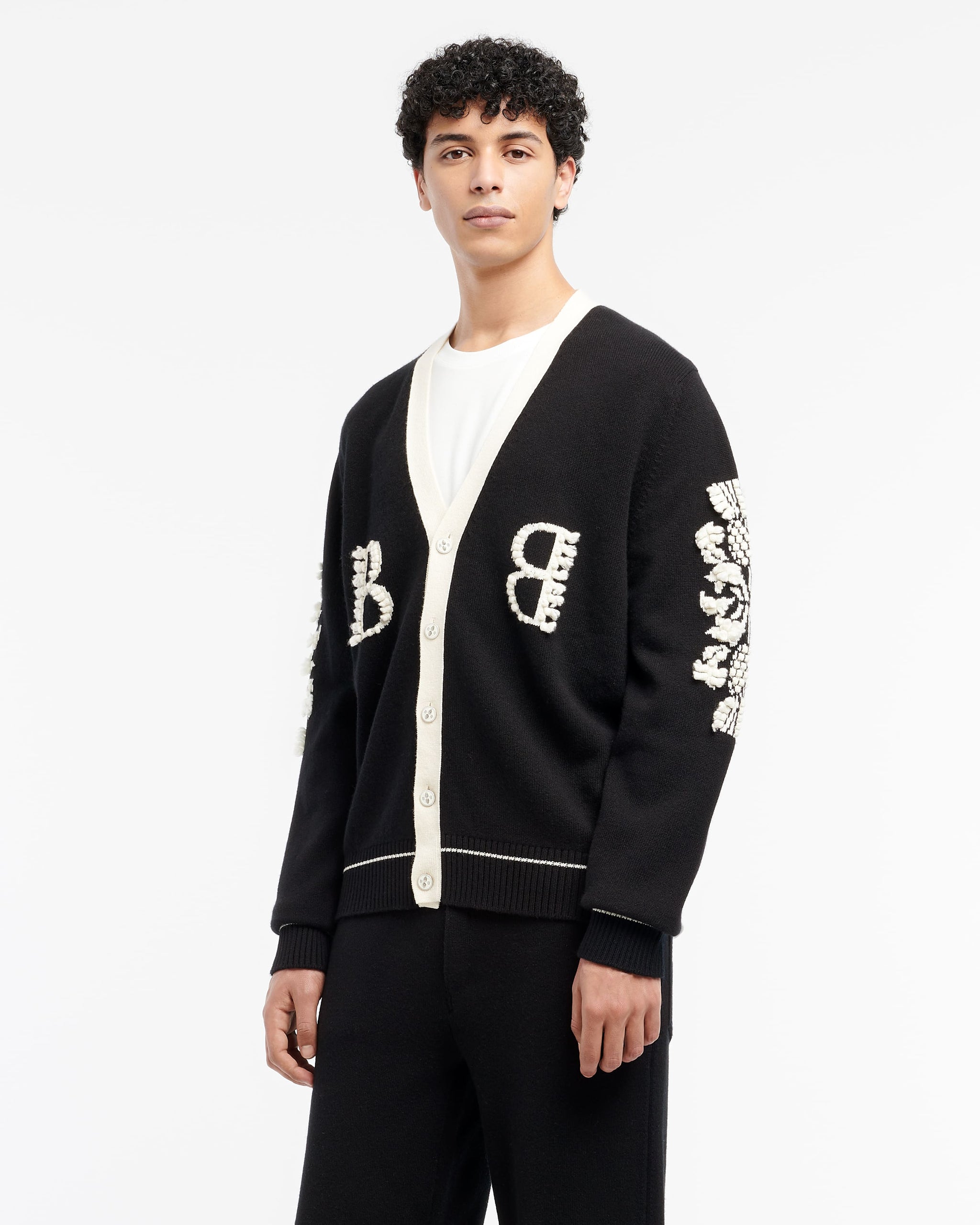 3D logo V-neck cashmere cardigan | Barrie - Barrie