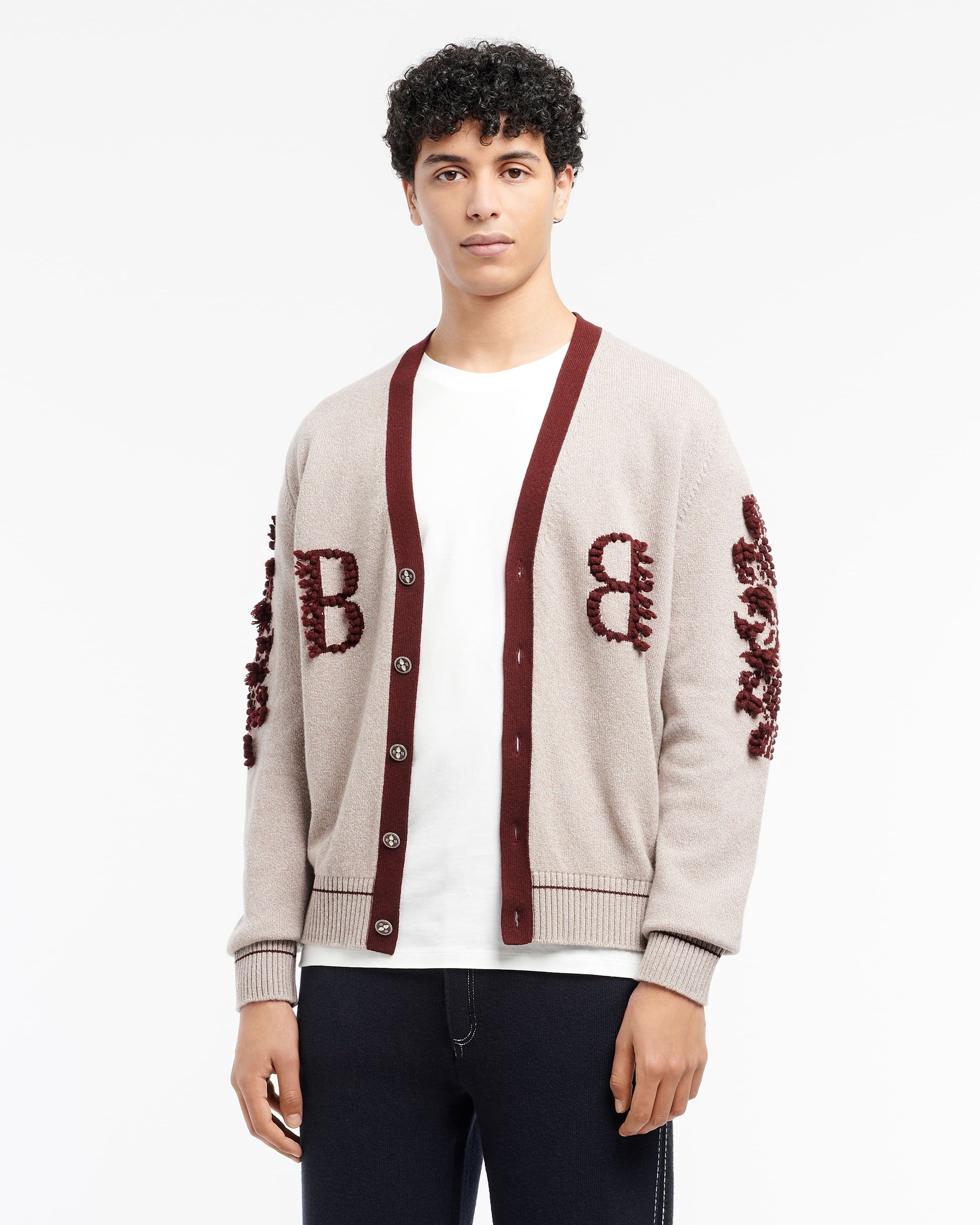 3D logo V-neck cashmere cardigan | Barrie - Barrie