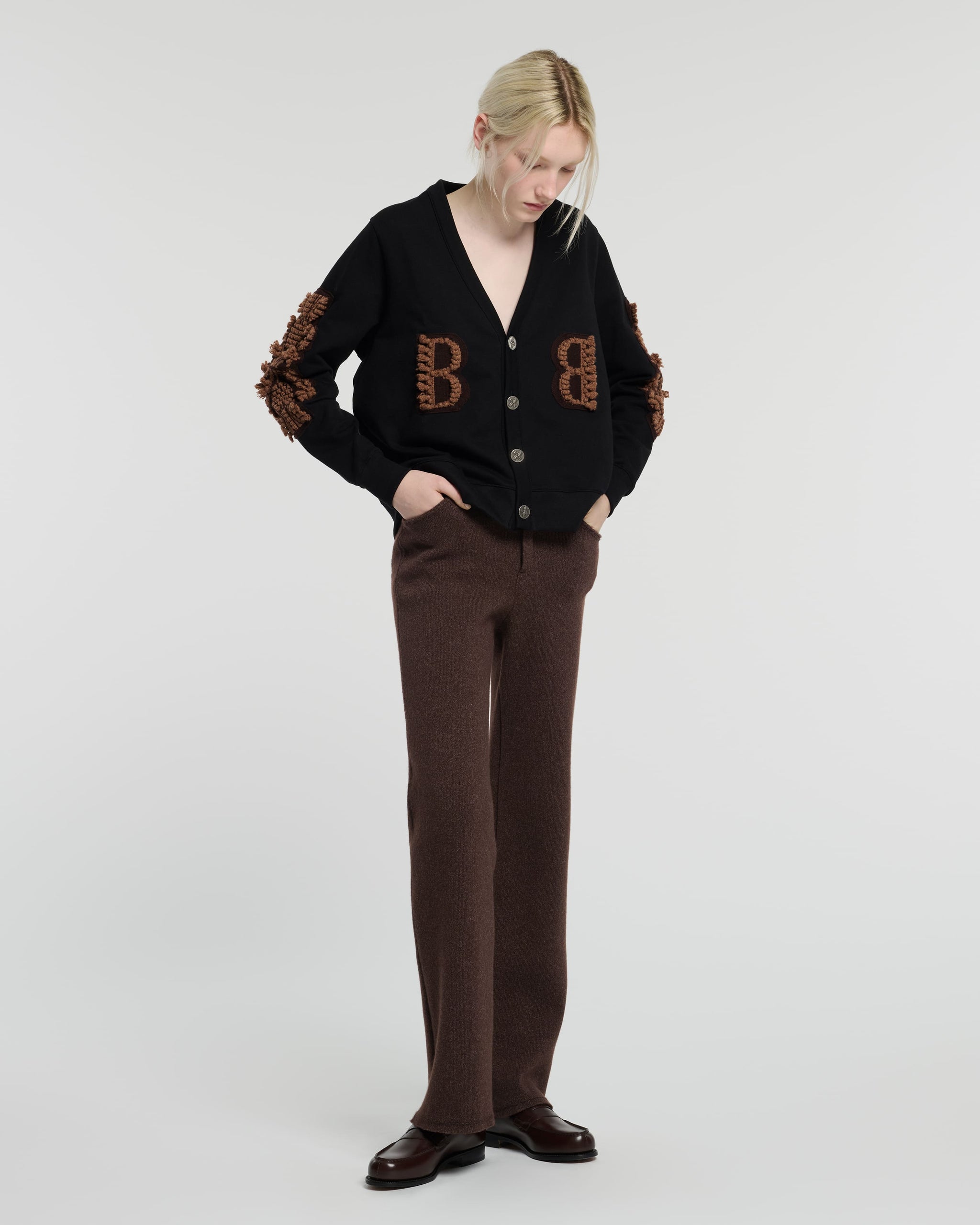 Cardigan in cotton with a cashmere B logo | Barrie - Barrie