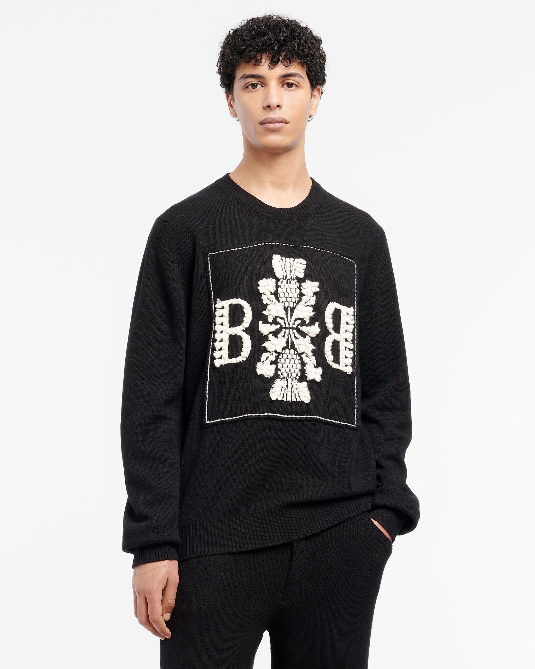 Sweat en coton avec patch logo B en cachemire | Barrie - Barrie