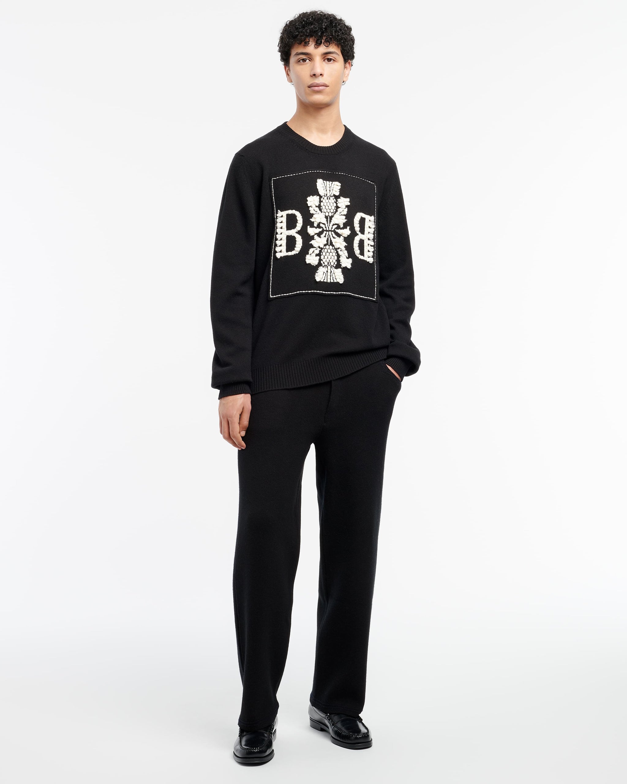 Sweat en coton avec patch logo B en cachemire | Barrie - Barrie