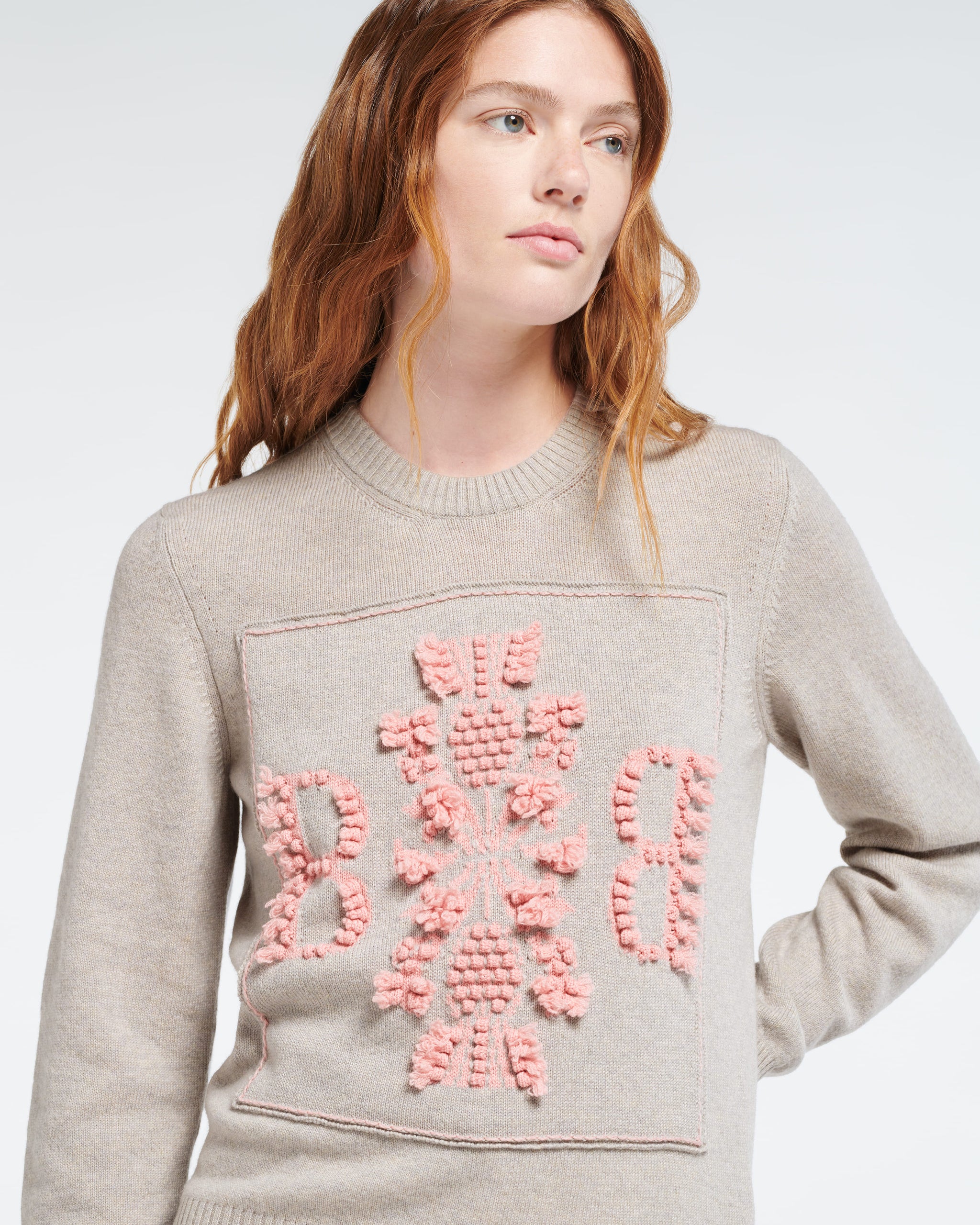 Pull col rond logo 3D en cachemire | Barrie - Barrie