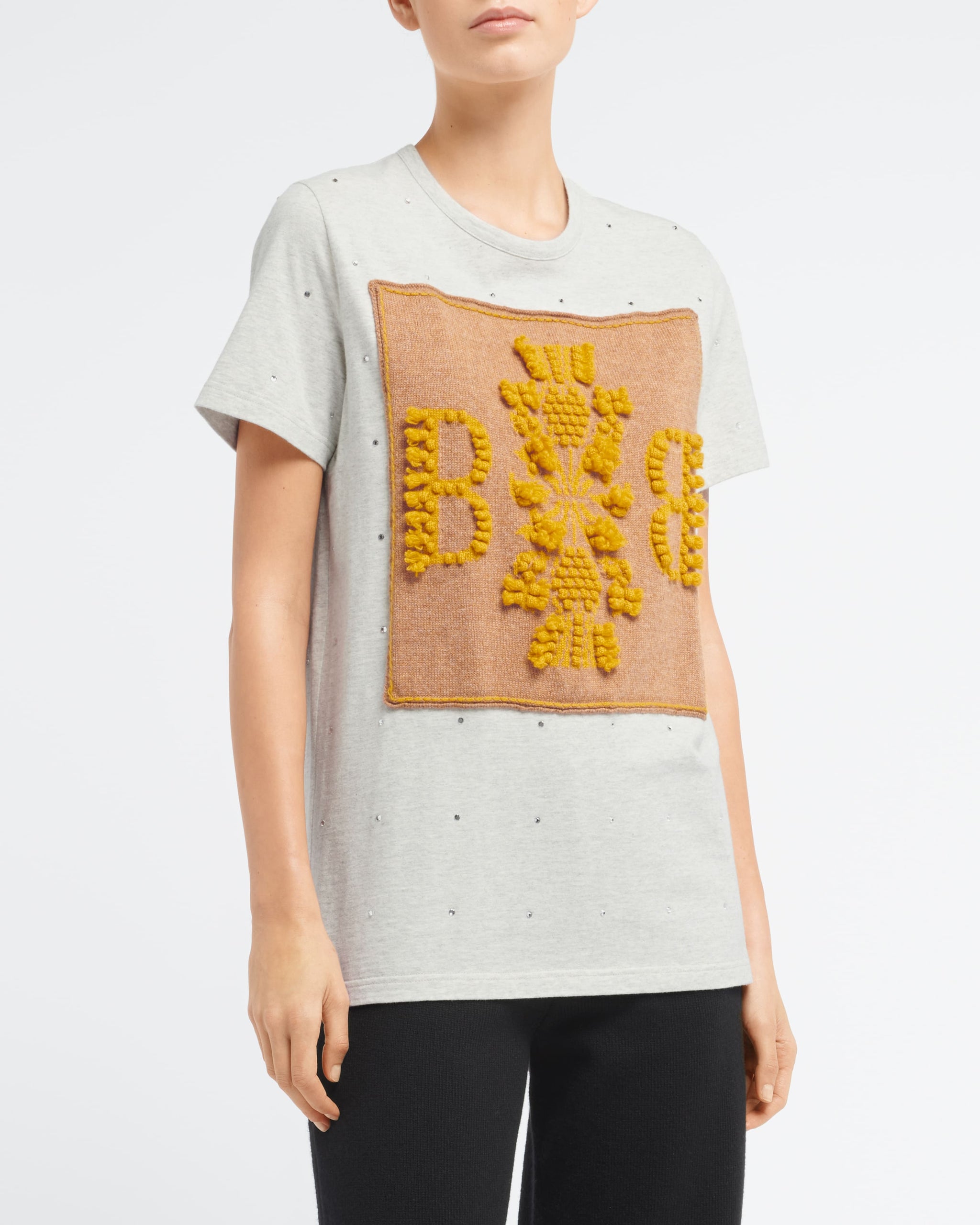 Sparkling T-Shirt with Barrie logo cashmere patch | Barrie - Barrie