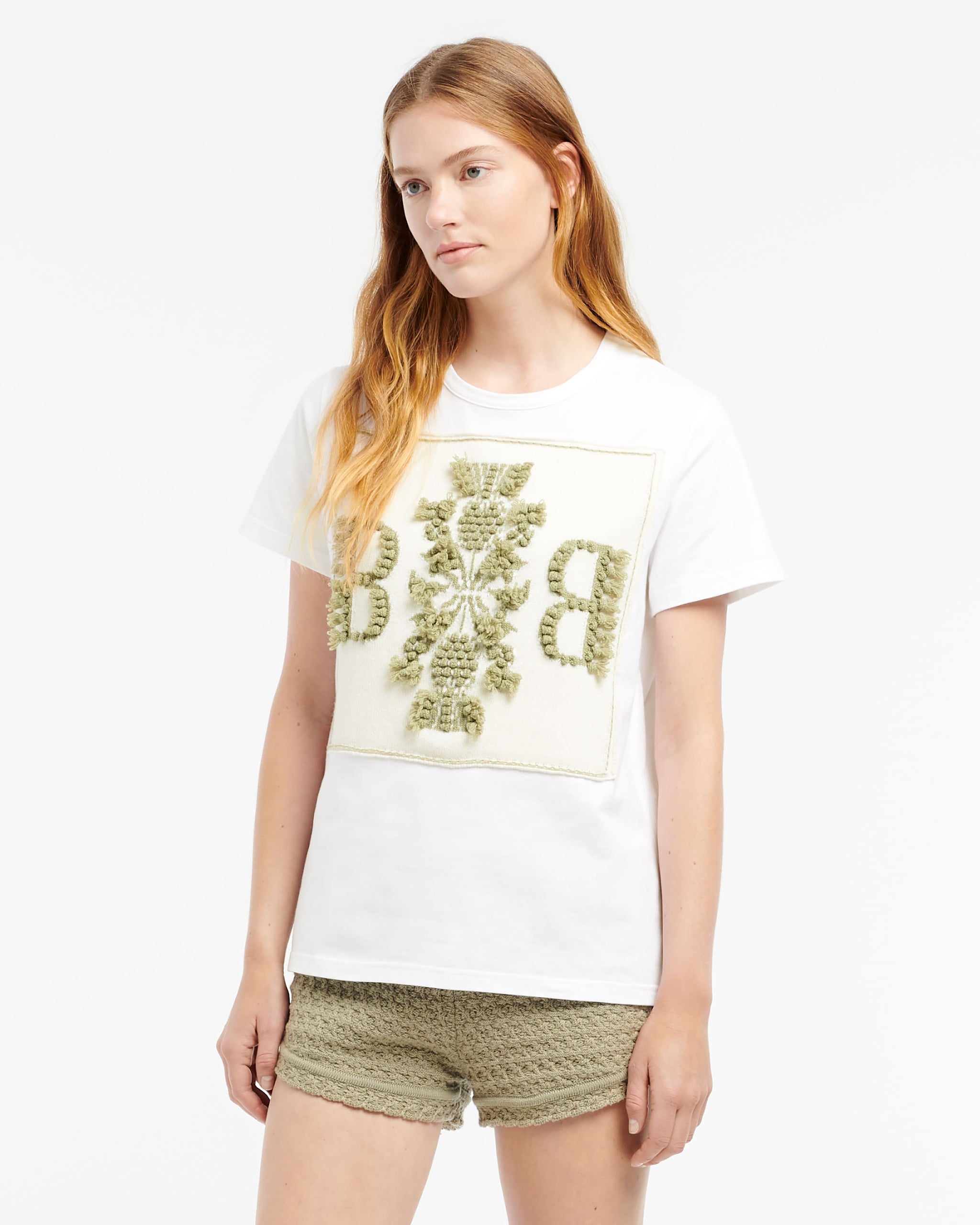 T-Shirt avec patch logo B en cachemire | Barrie - Barrie