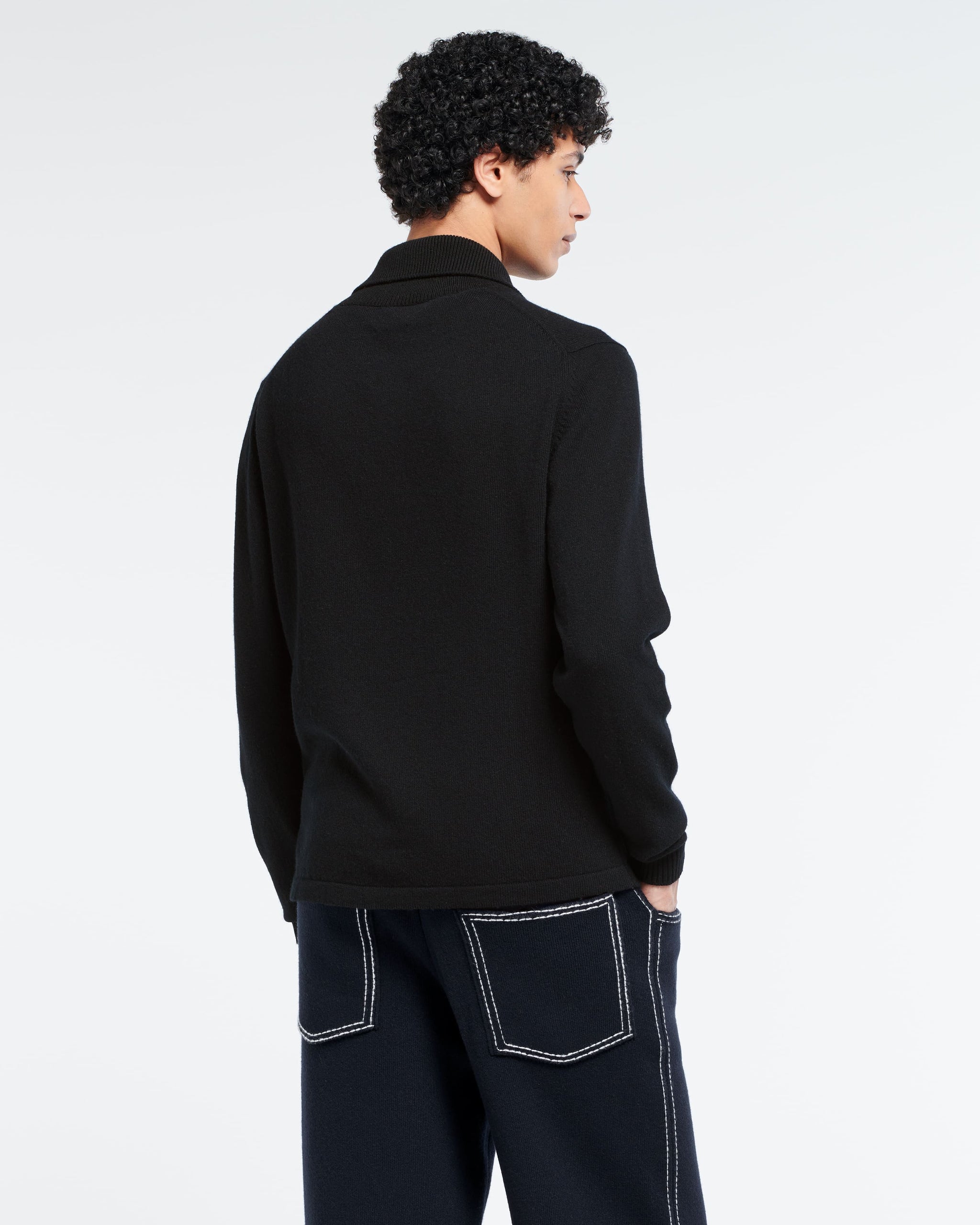 B Label polo-collar sweater in cashmere | Barrie - Barrie