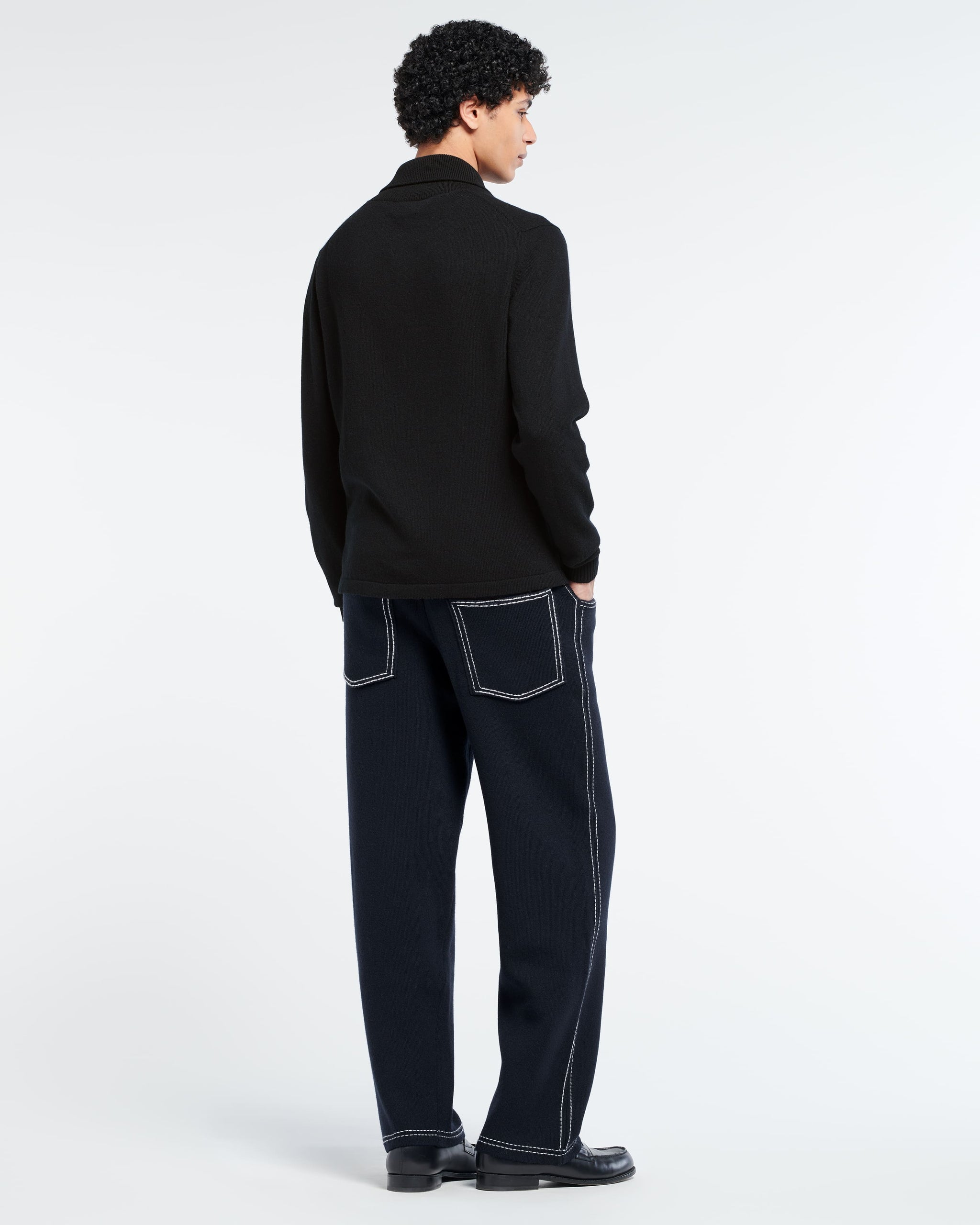 B Label polo-collar sweater in cashmere | Barrie - Barrie