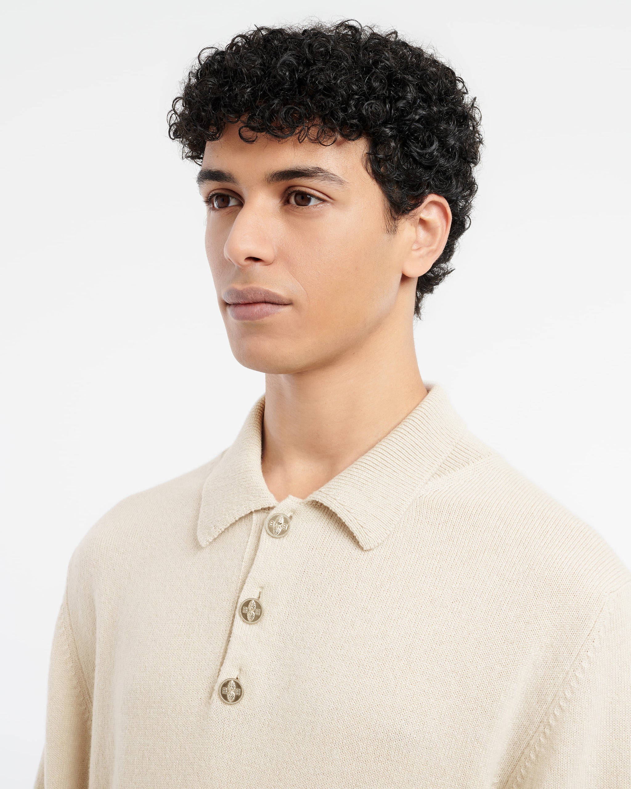 B Label polo-collar sweater in cashmere | Barrie - Barrie