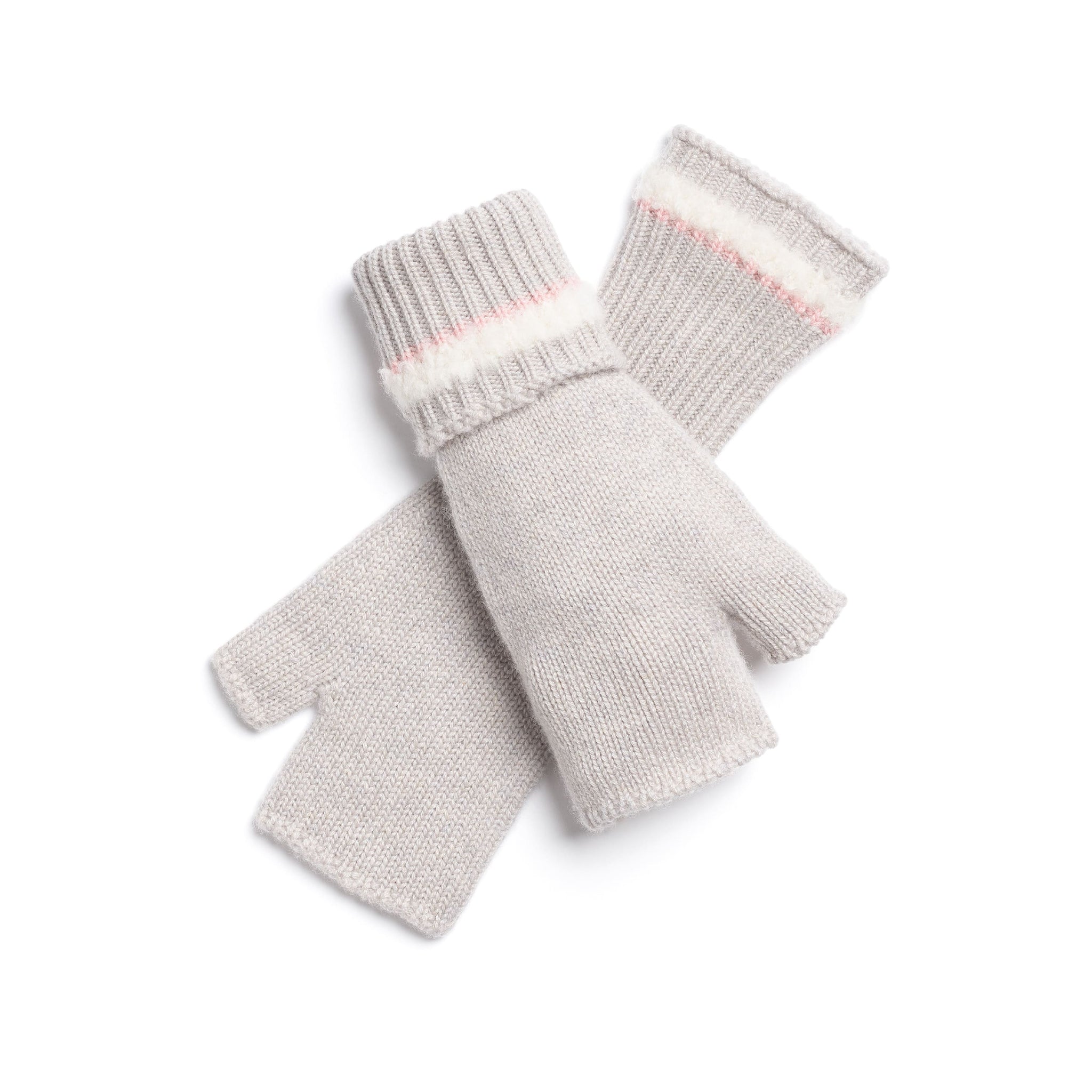 Shearling-effect cashmere fingerless gloves | Barrie - Barrie