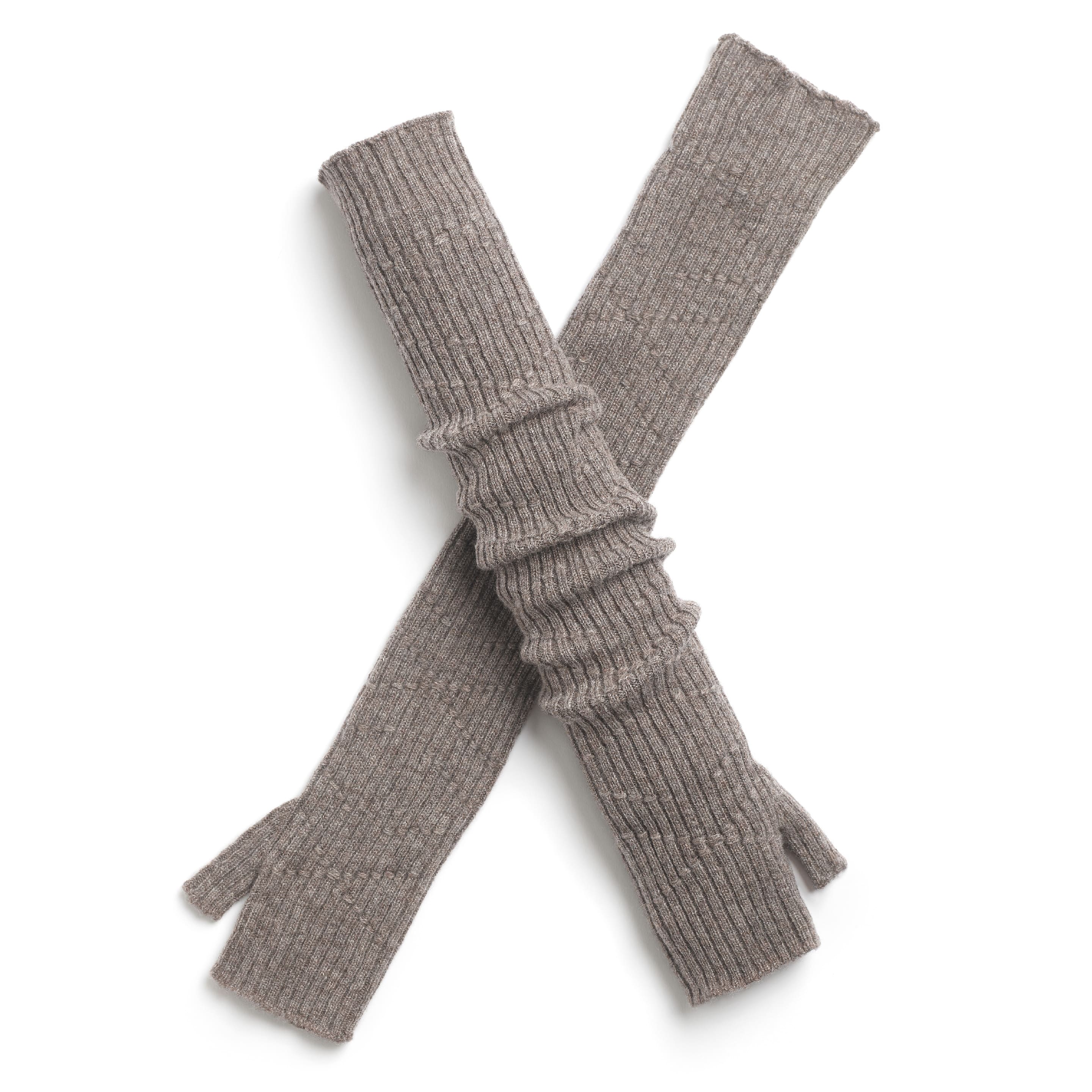 Long cashmere fingerless gloves