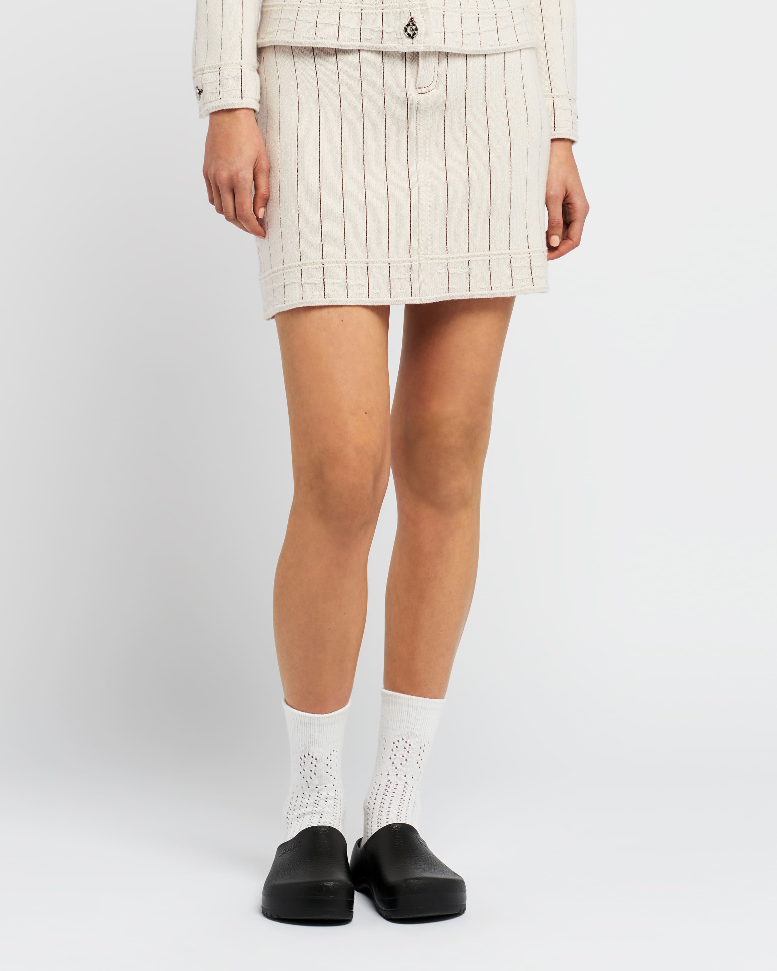 Denim Uniform cashmere and cotton skirt | Barrie.com