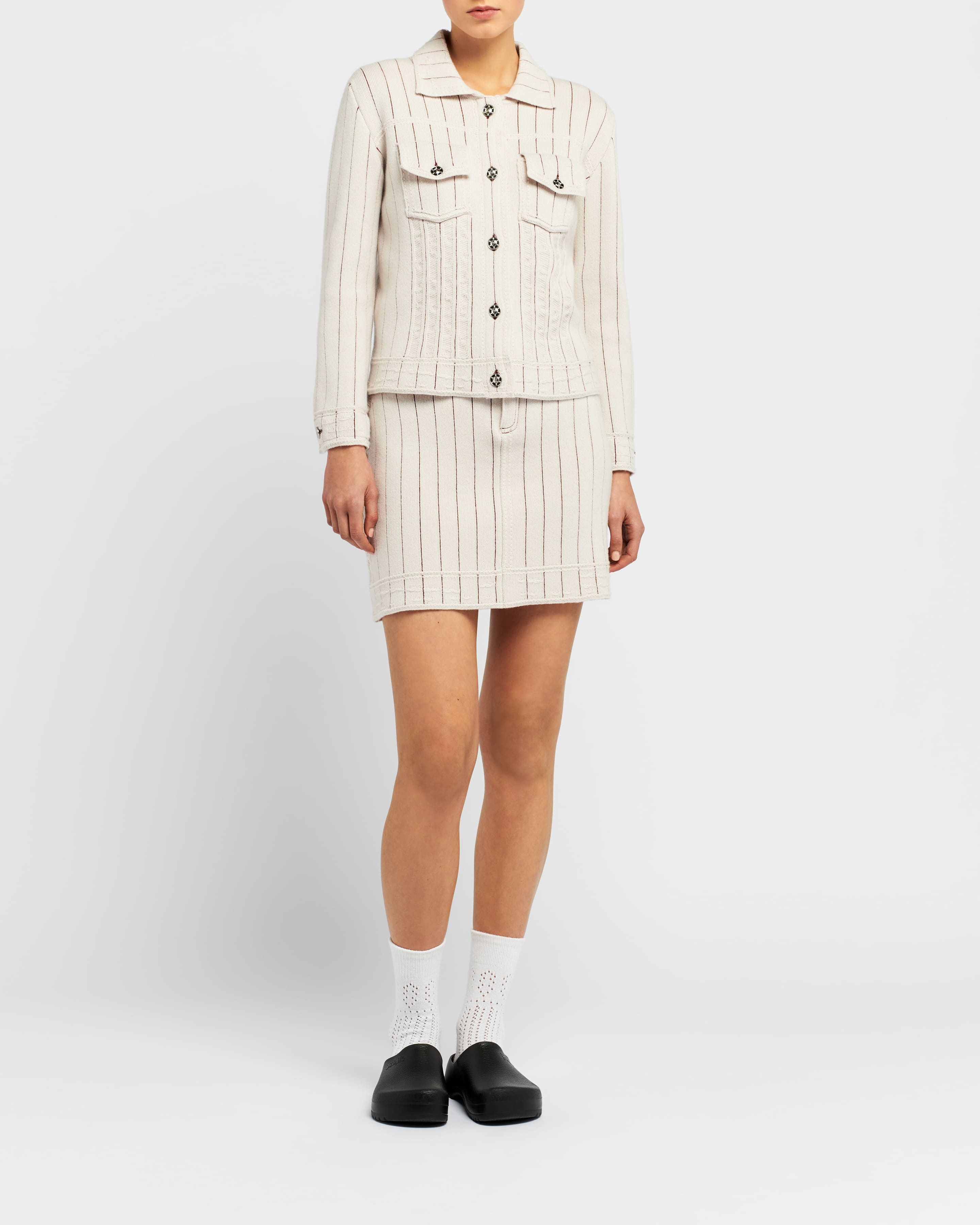 Denim Uniform cashmere and cotton skirt | Barrie.com