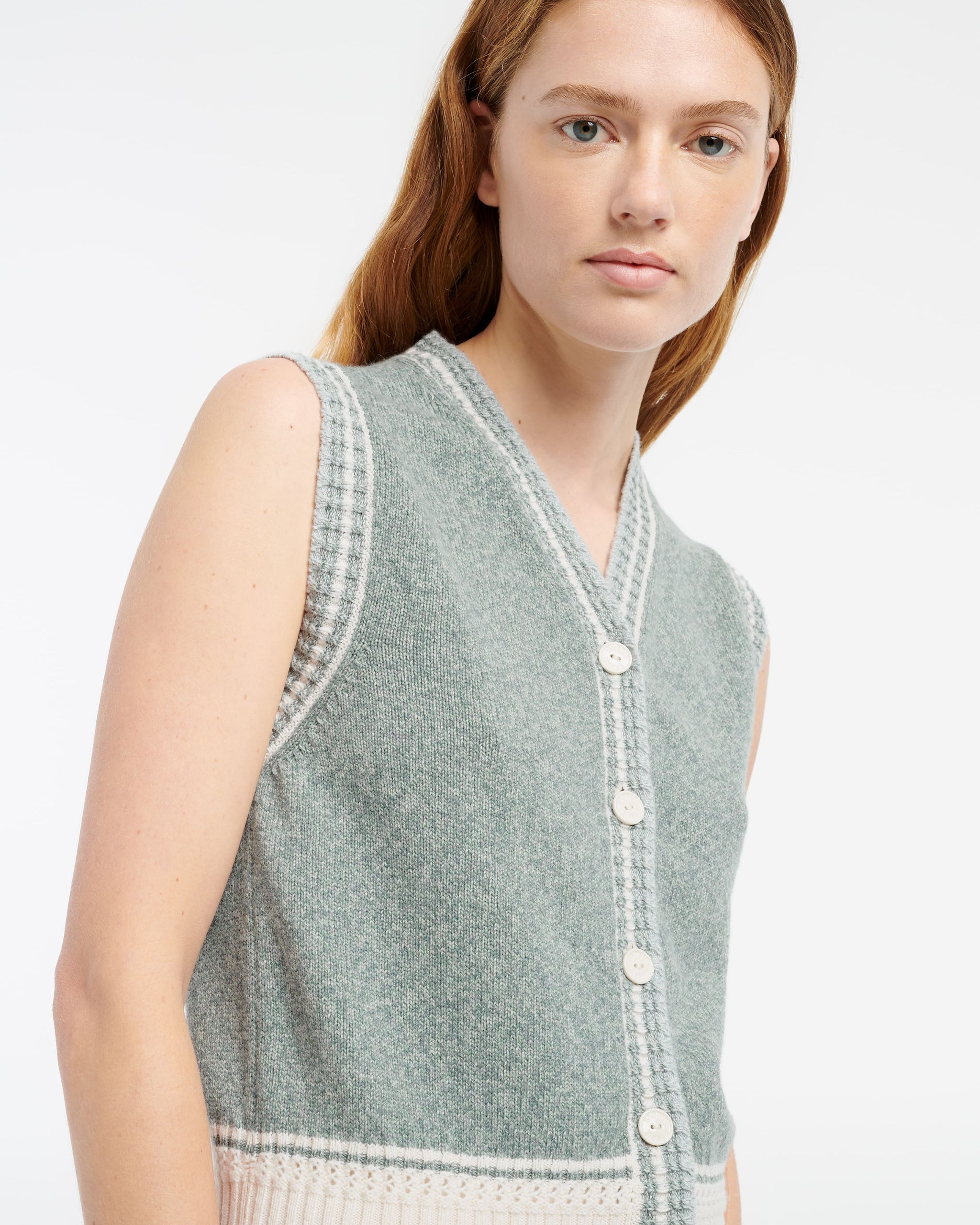 Gilet chiné sans manches en cachemire | Barrie - Barrie