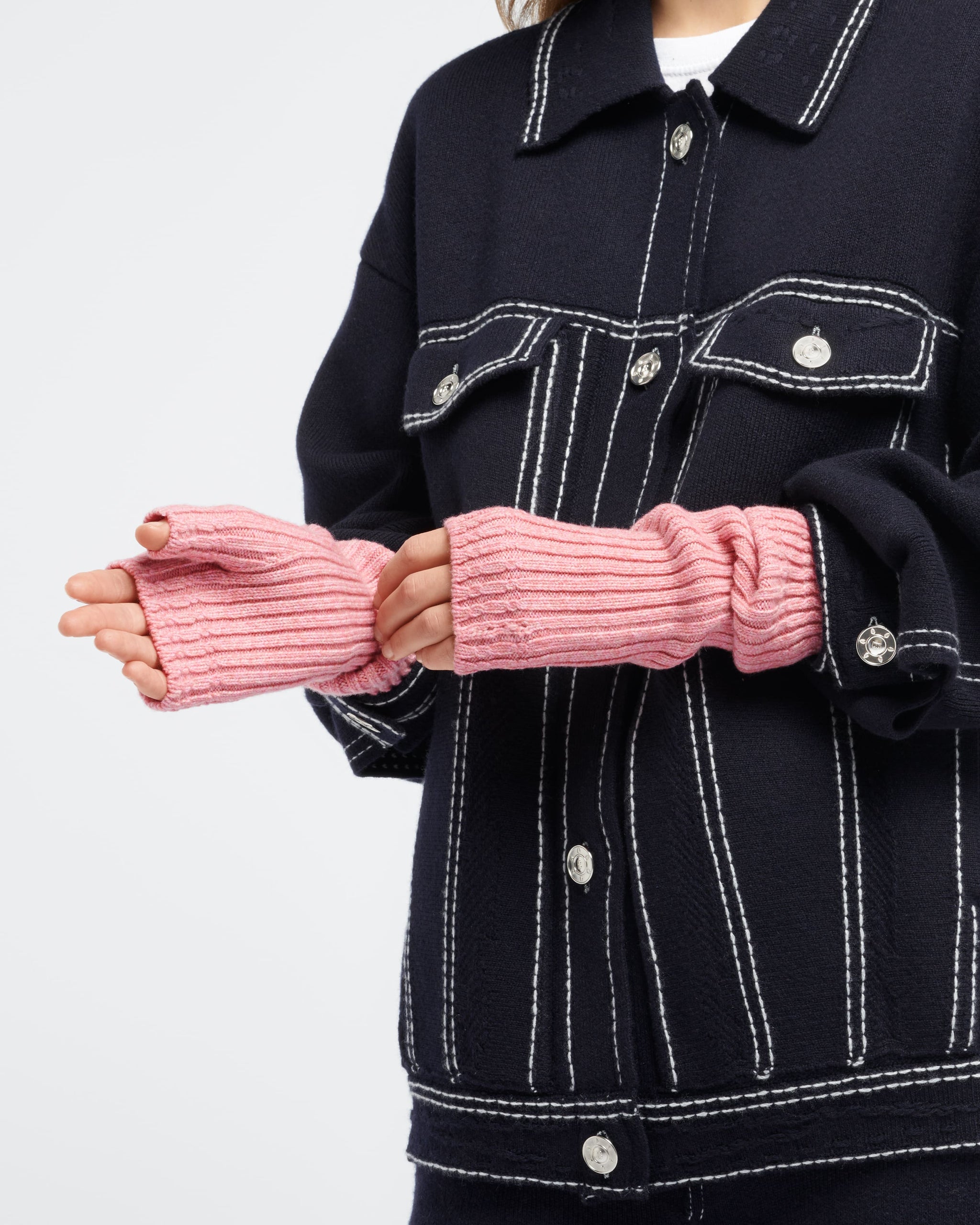 Fingerless gloves in flecked cashmere | Barrie - Barrie