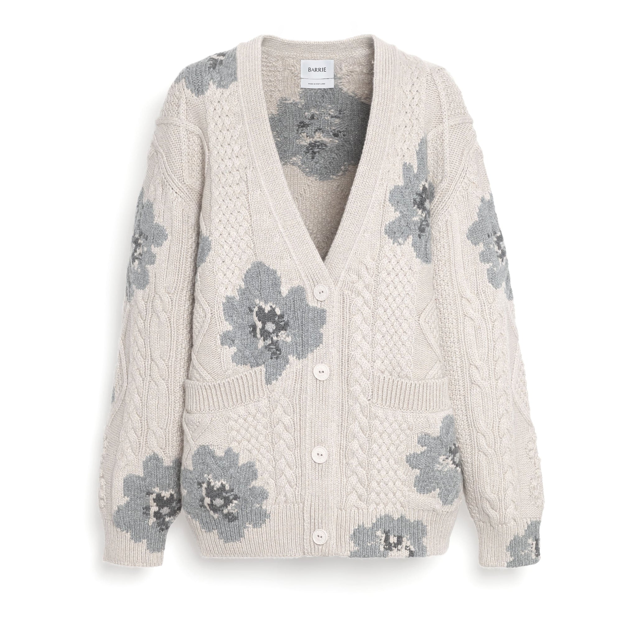 Cardigan col V motif fleuri en cachemire | Barrie - Barrie
