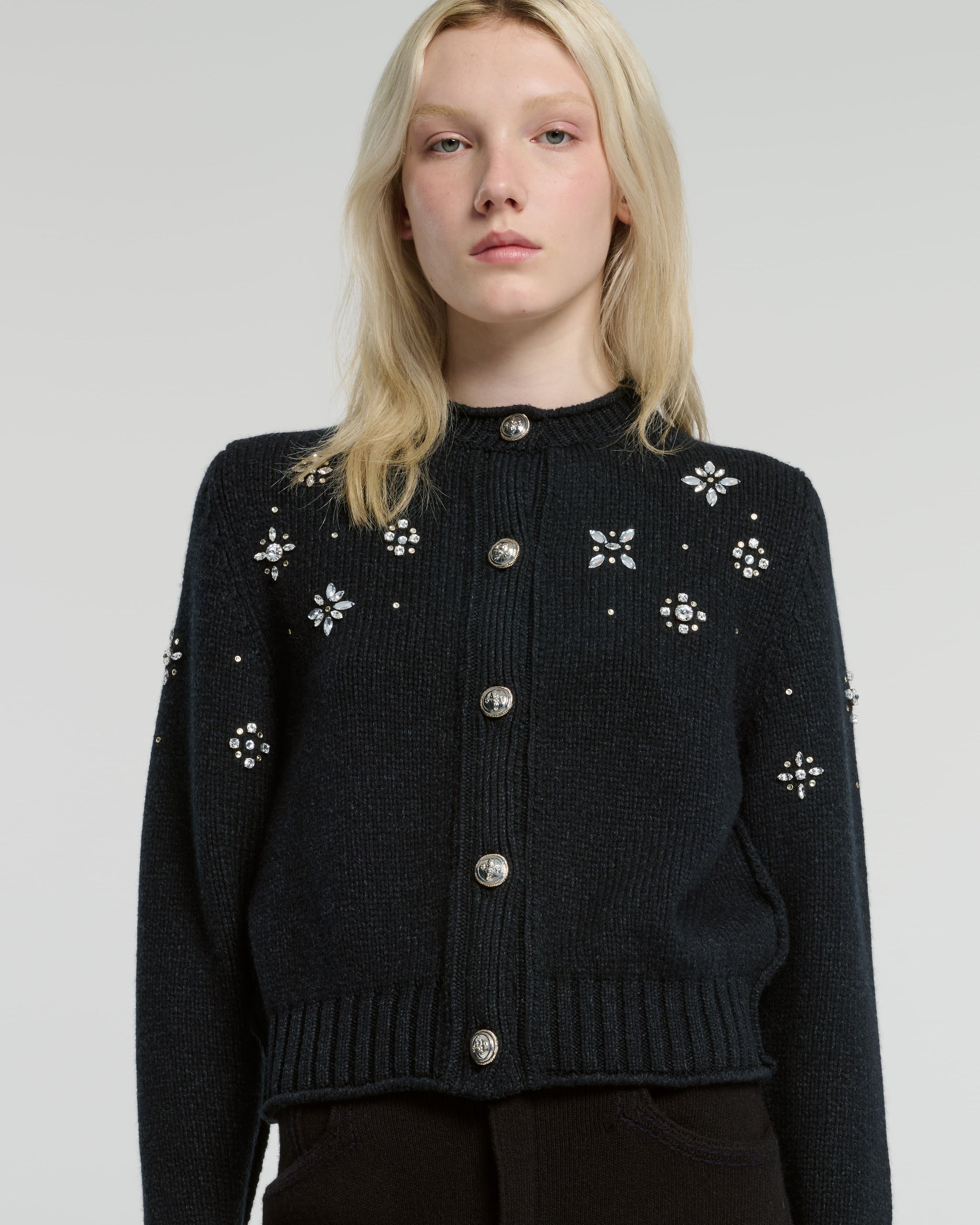 Chunky cashmere cardigan with jewel detail | Barrie - Barrie