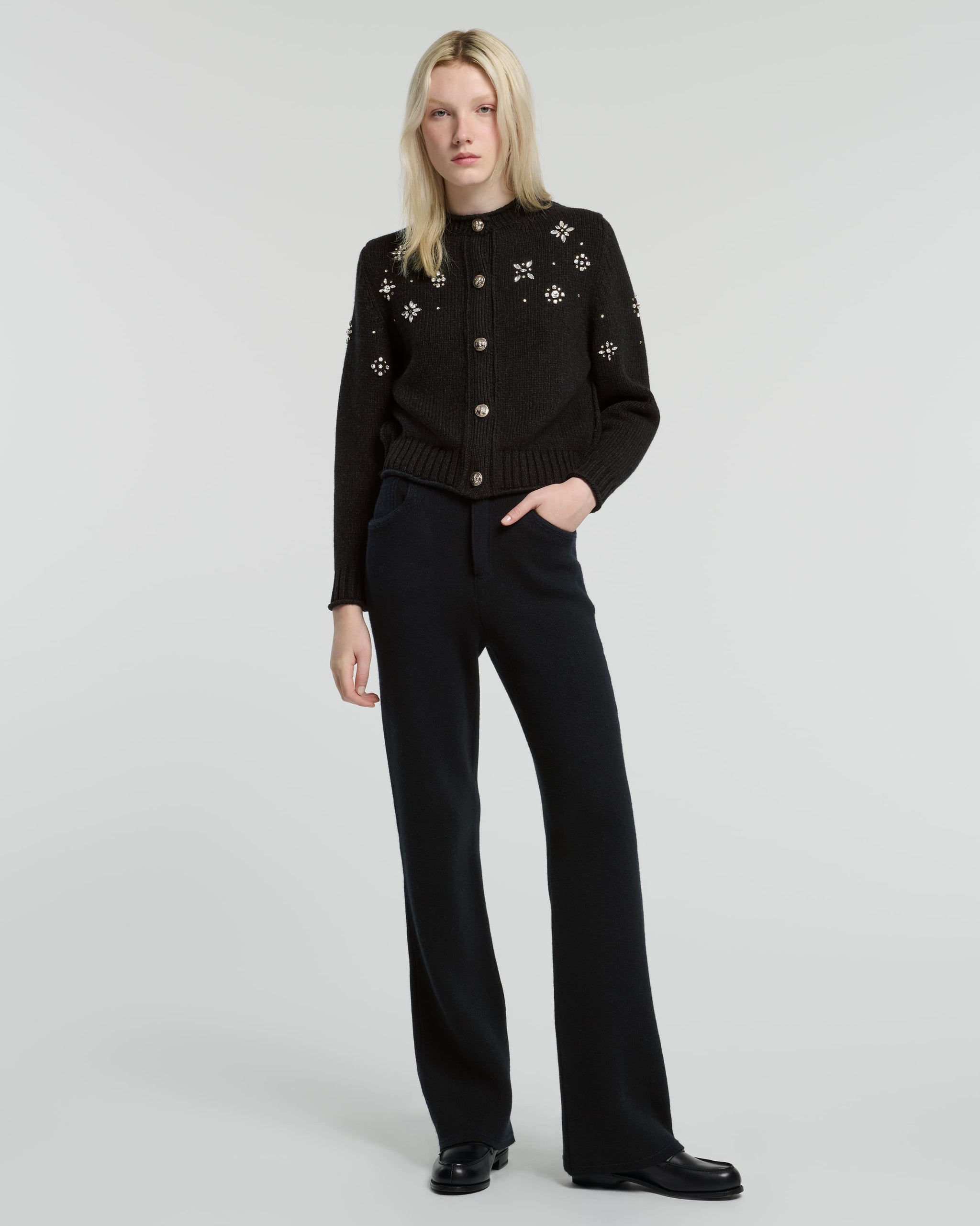 Chunky cashmere cardigan with jewel detail | Barrie - Barrie