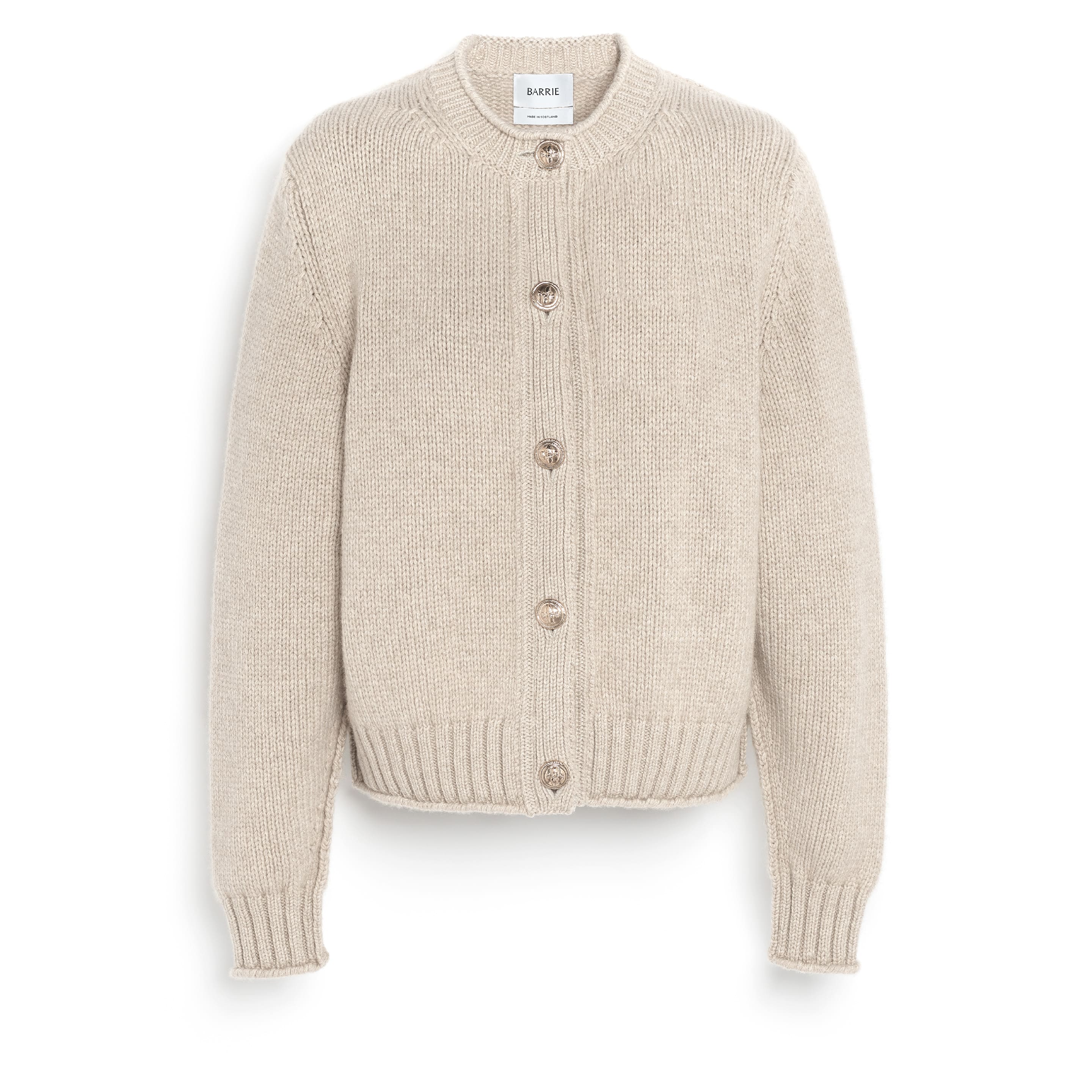 Cardigan in chunky cashmere with gold buttons