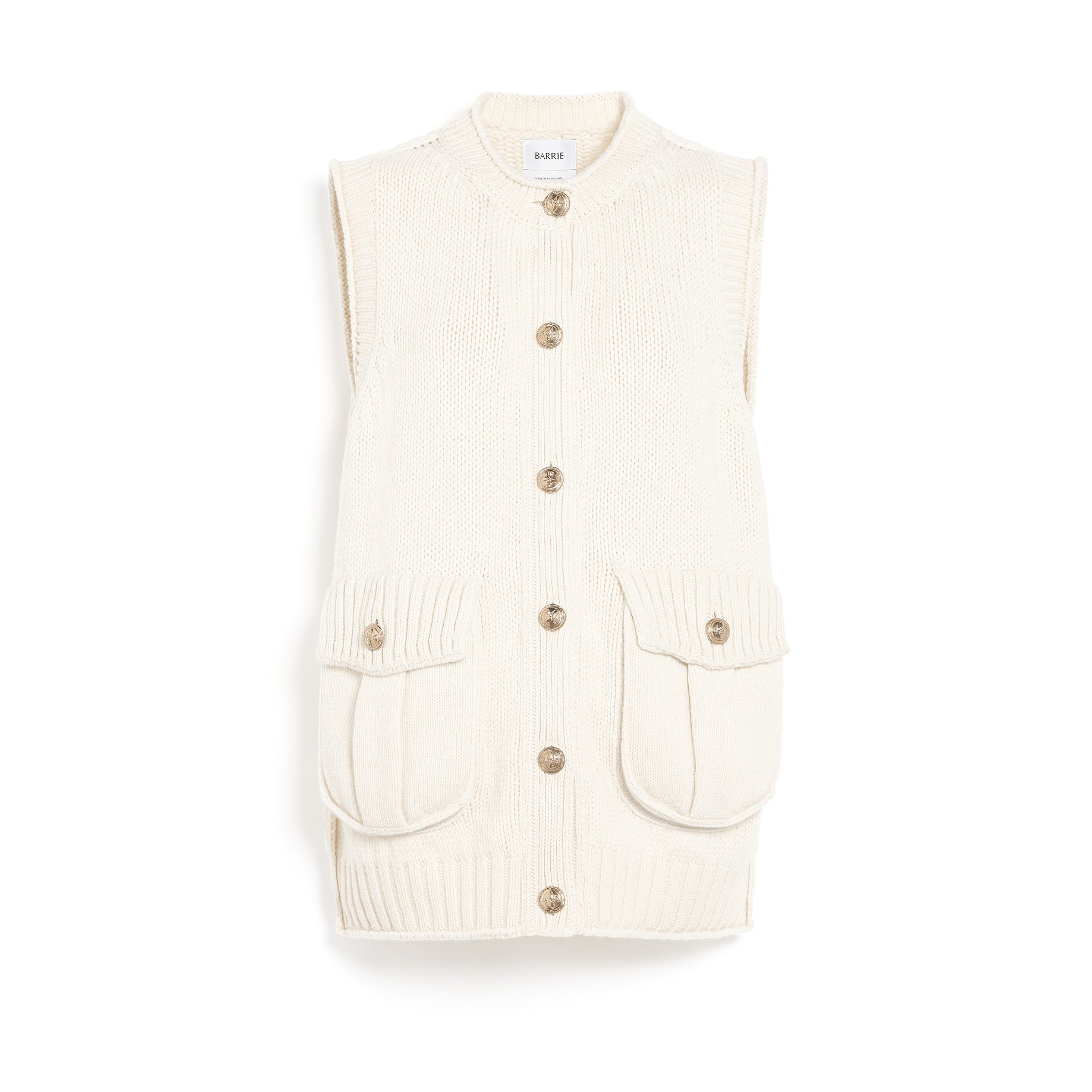 Chunky sleeveless cardigan with gold buttons - Barrie
