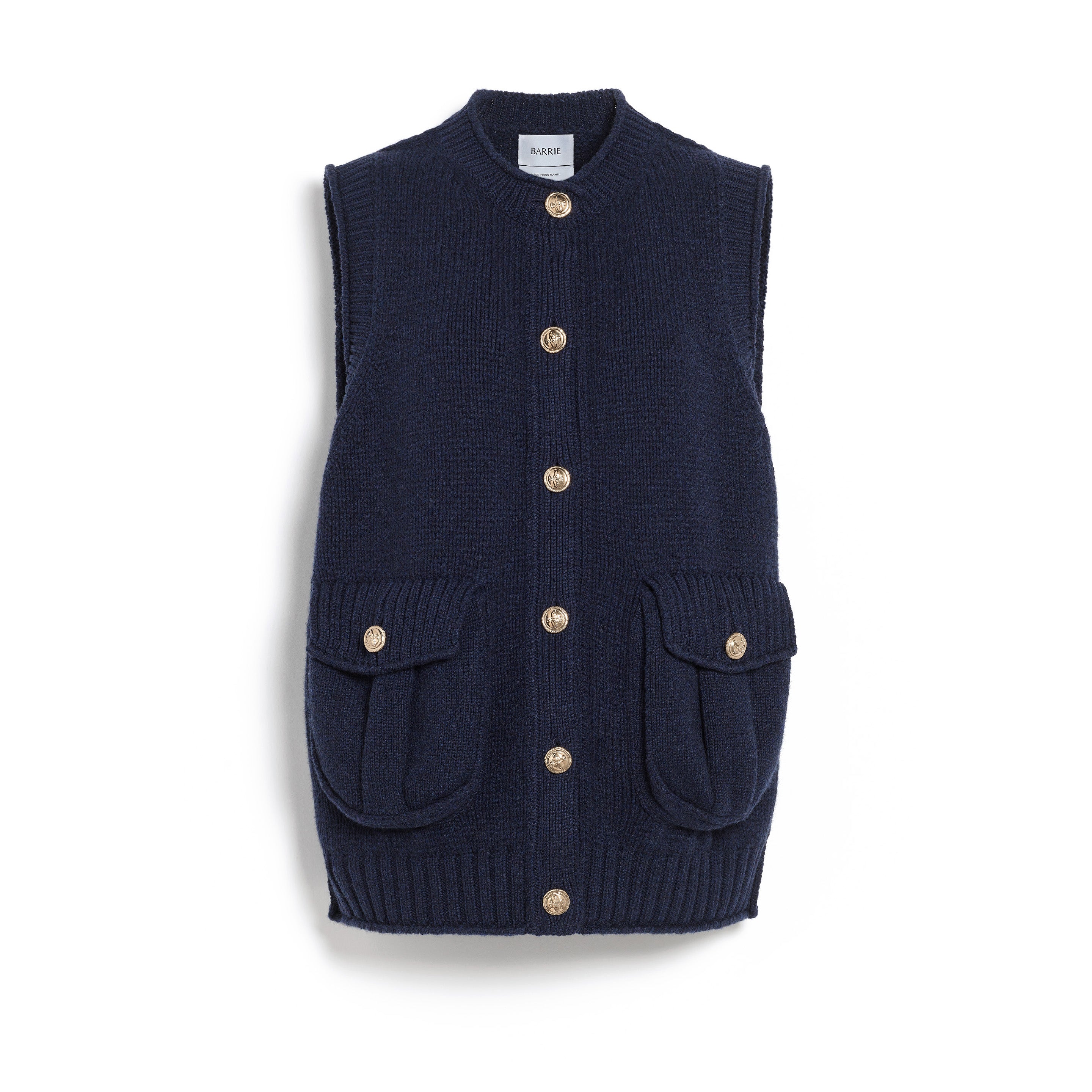 Chunky sleeveless cardigan with gold buttons