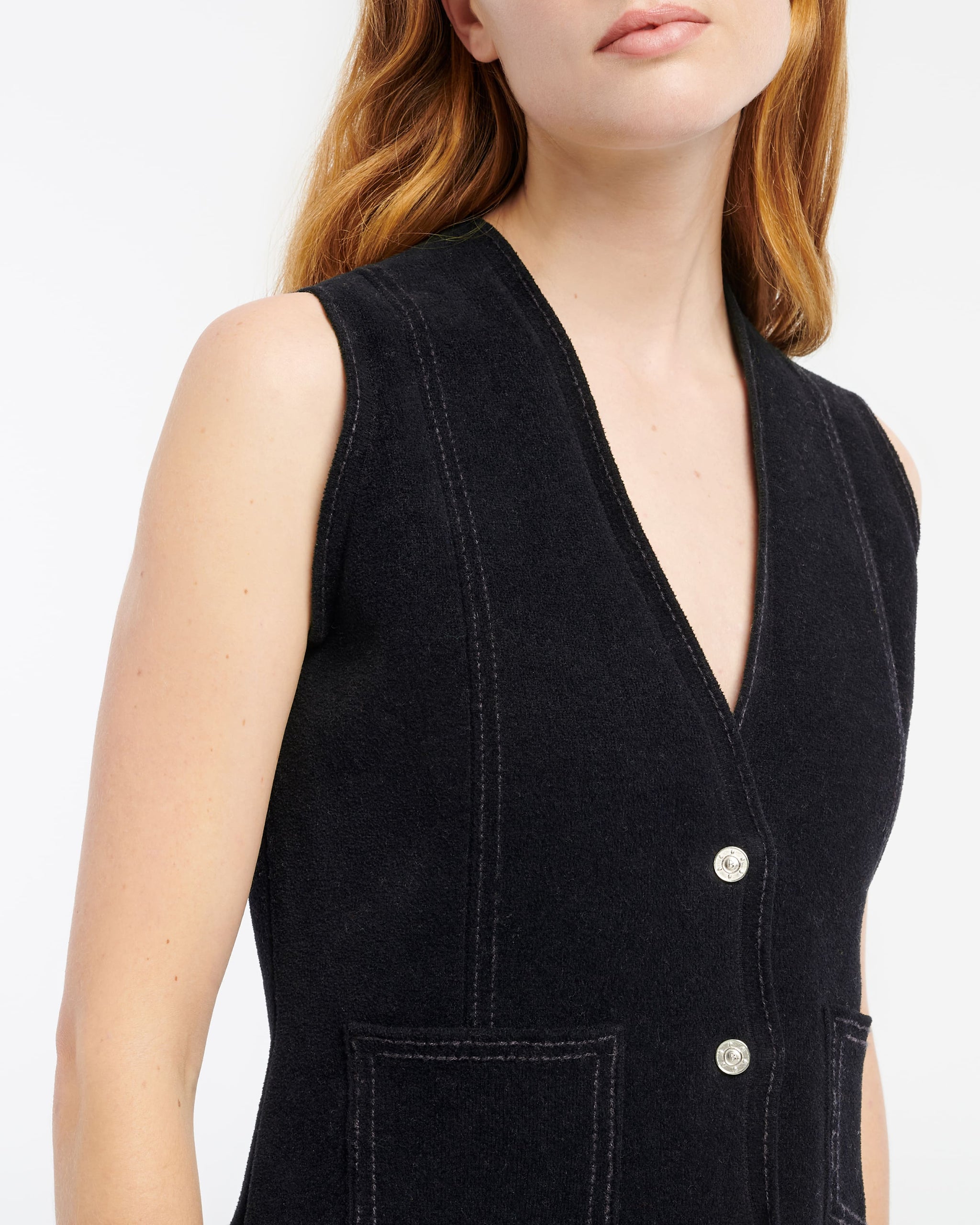 Veste sans manches effet suède en cachemire et coton | Barrie - Barrie