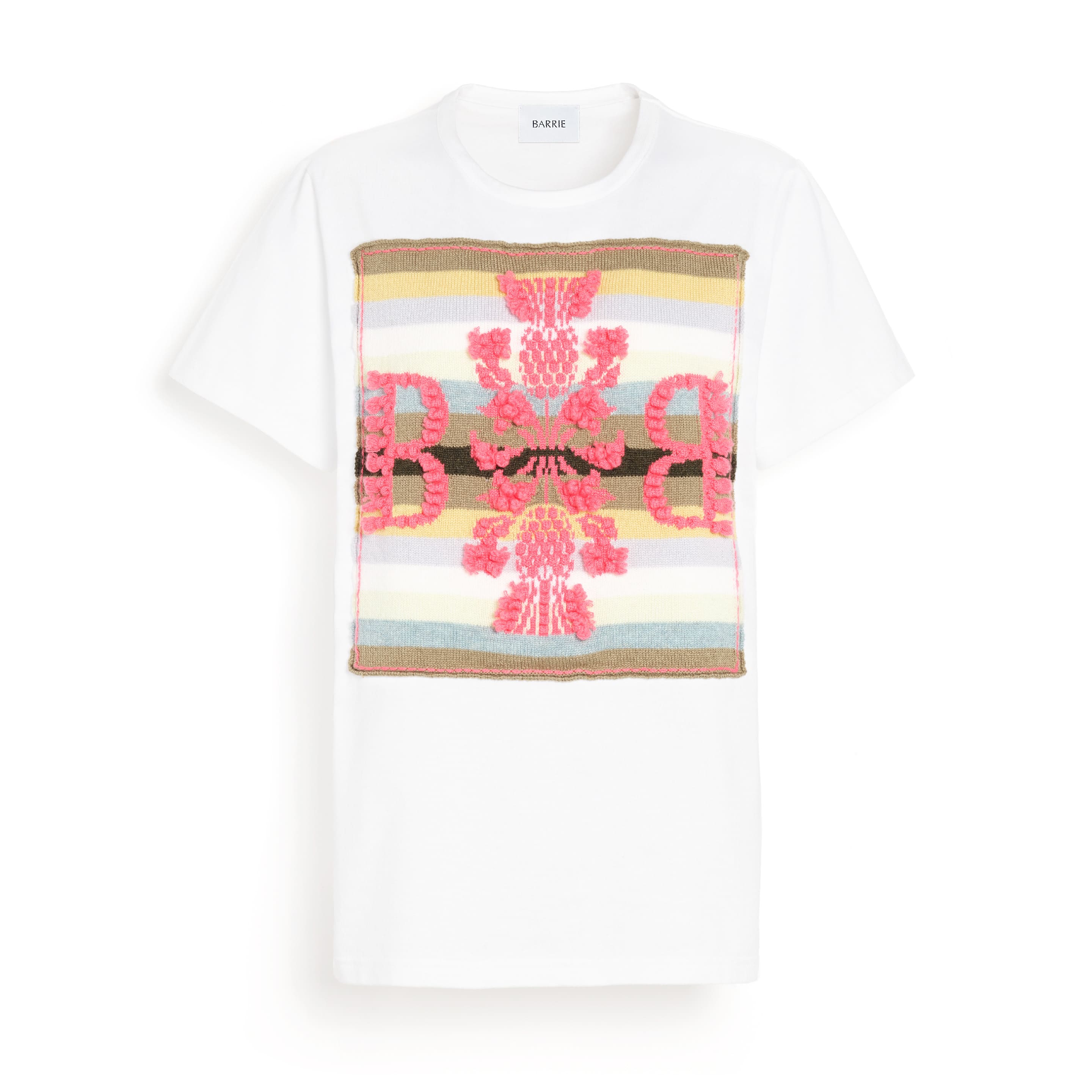 T-shirt avec patch logo B à rayures en cachemire