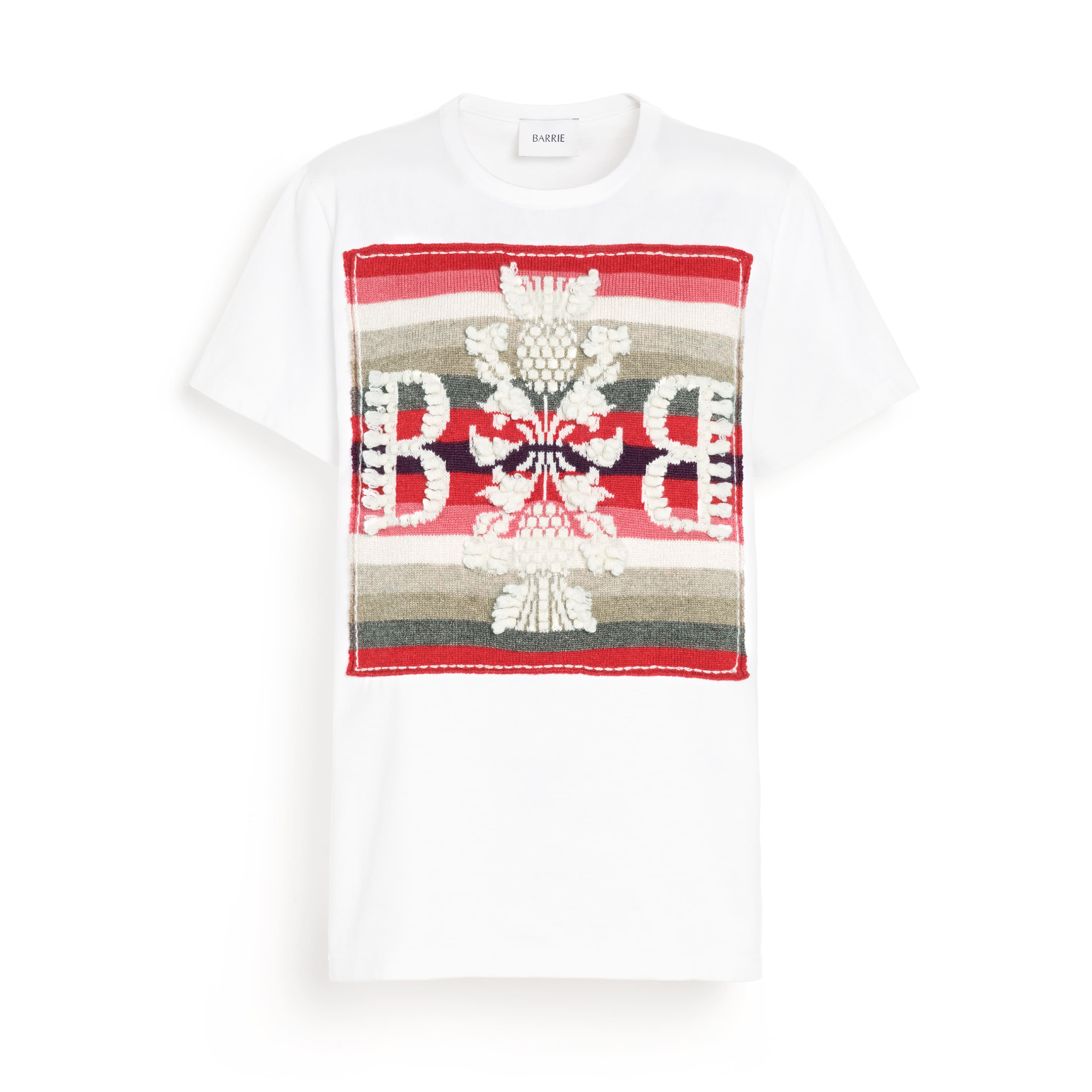 T-shirt avec patch logo B à rayures en cachemire