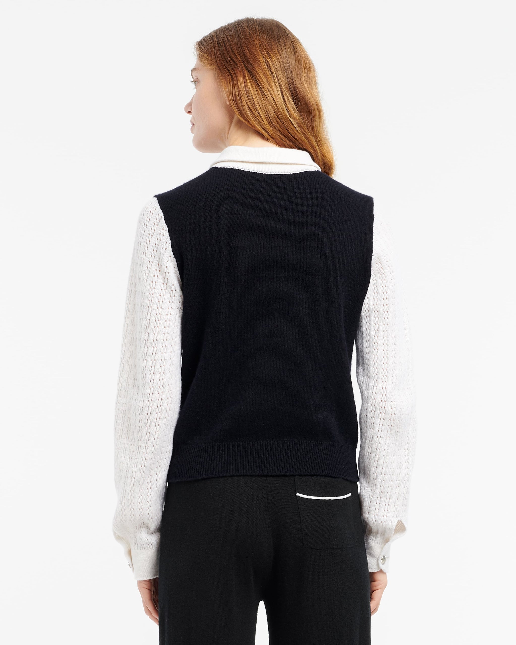 Cashmere lace jumper with polo shirt collar | Barrie - Barrie
