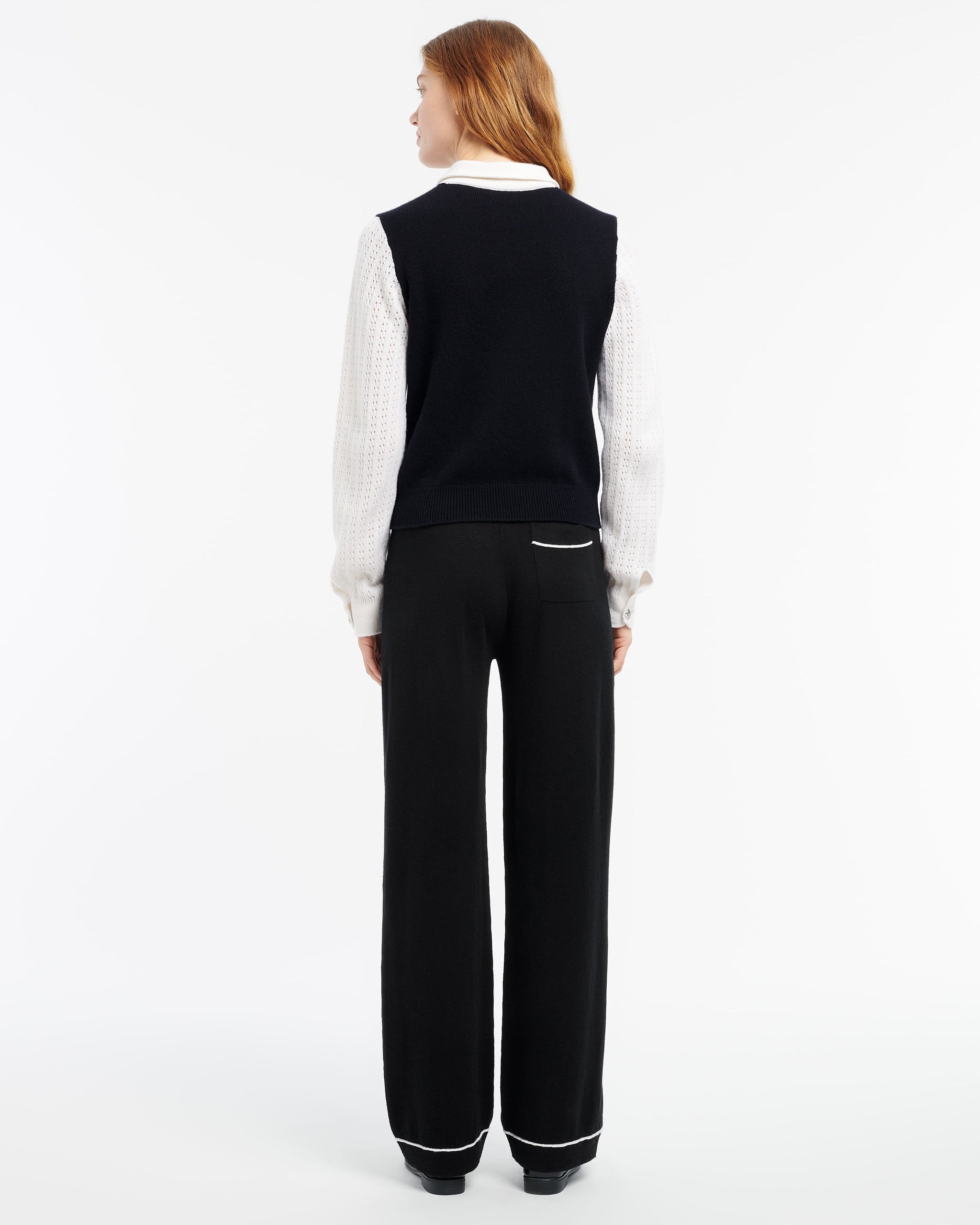 Cashmere lace jumper with polo shirt collar | Barrie - Barrie