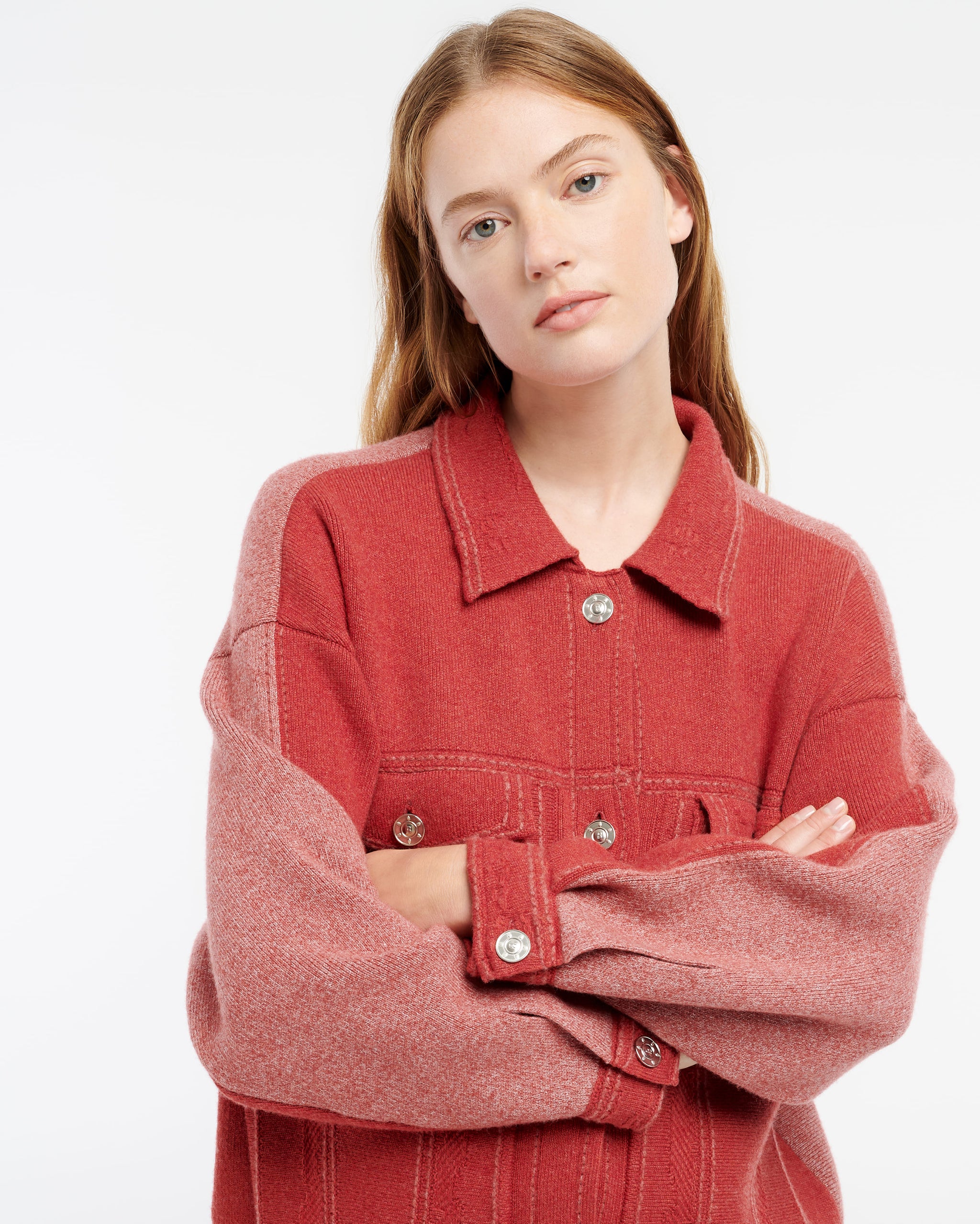 Veste Denim patchwork oversize en cachemire et coton | Barrie - Barrie
