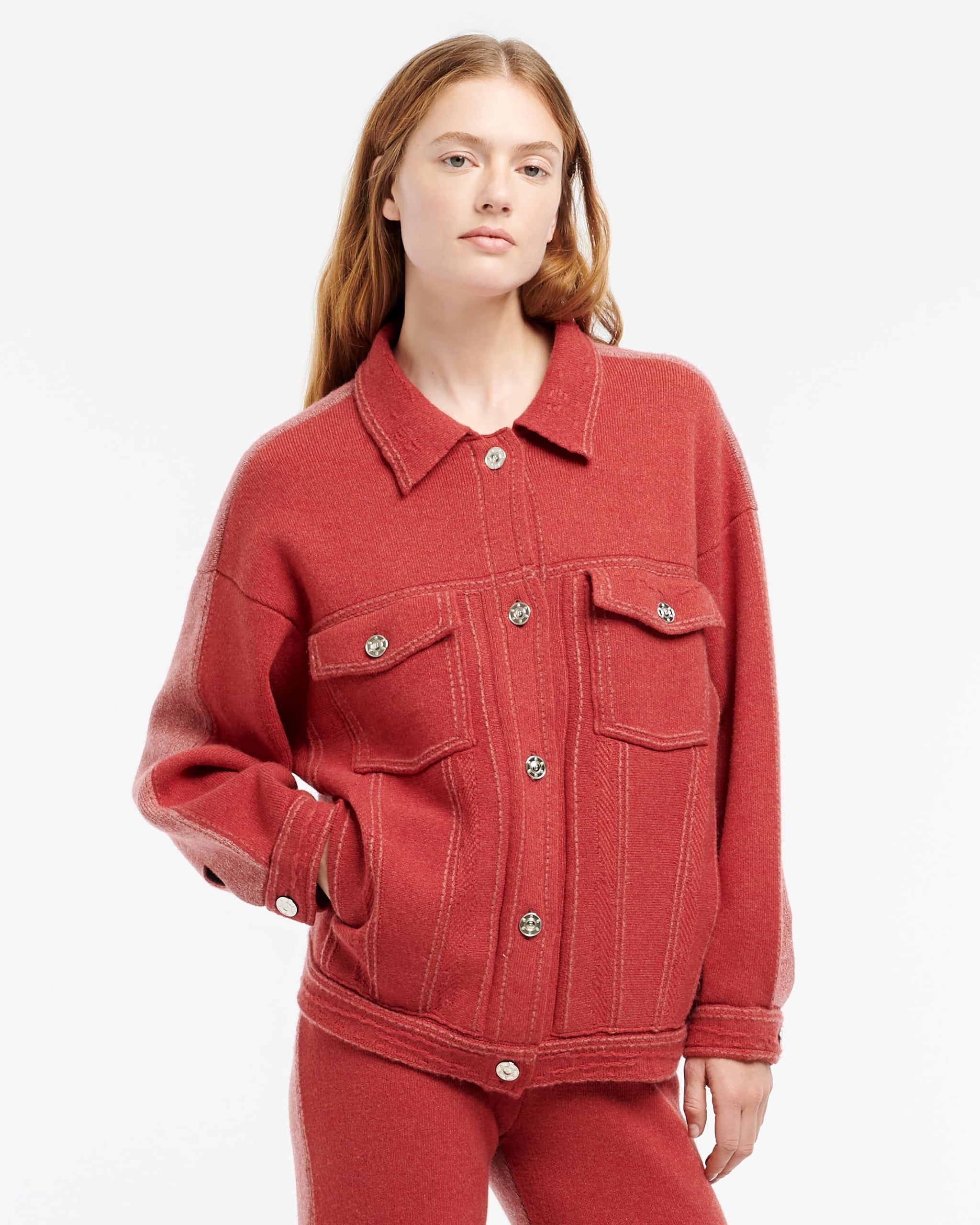 Veste Denim patchwork oversize en cachemire et coton | Barrie - Barrie